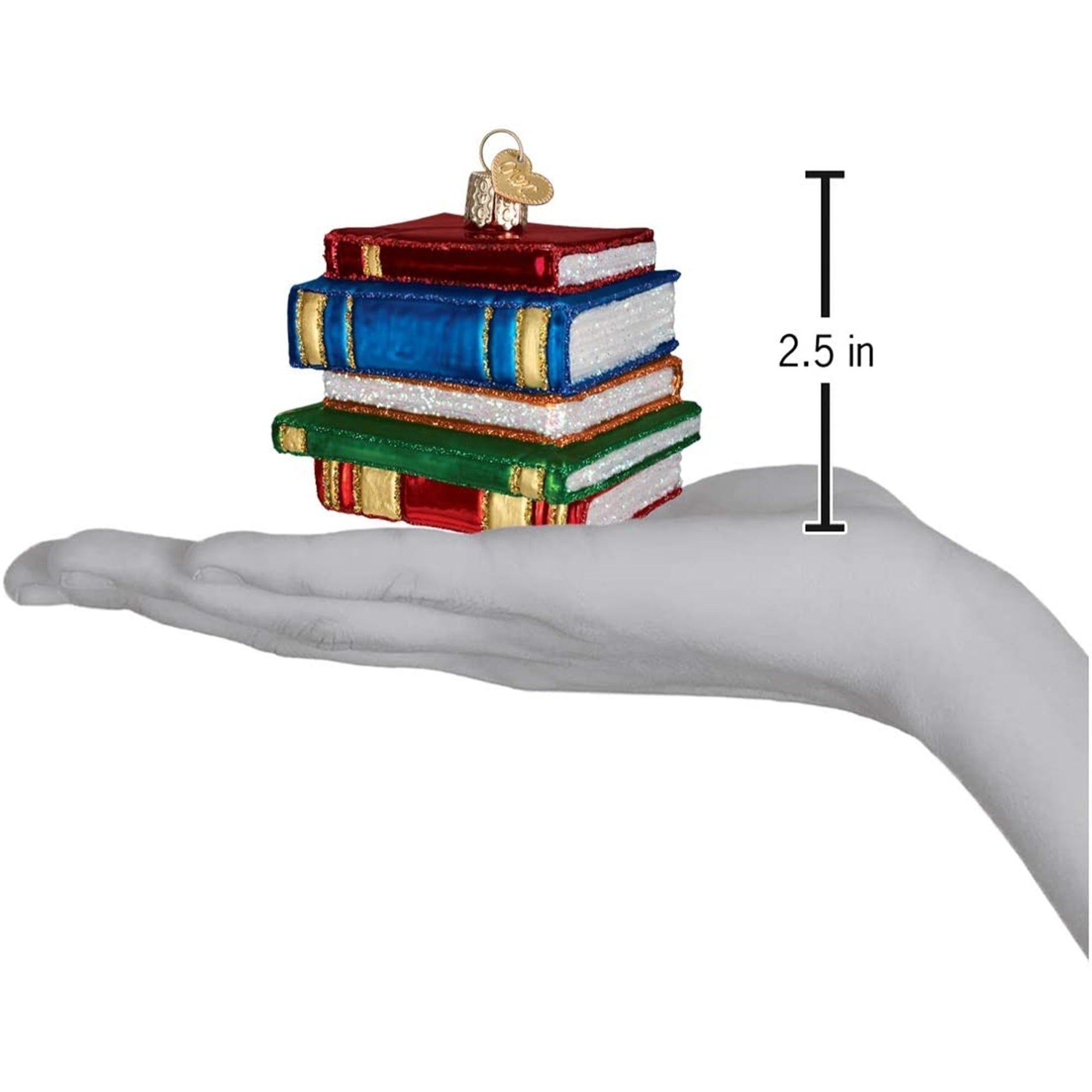 Old World Christmas Blown Glass Christmas Ornament, Stack of Books