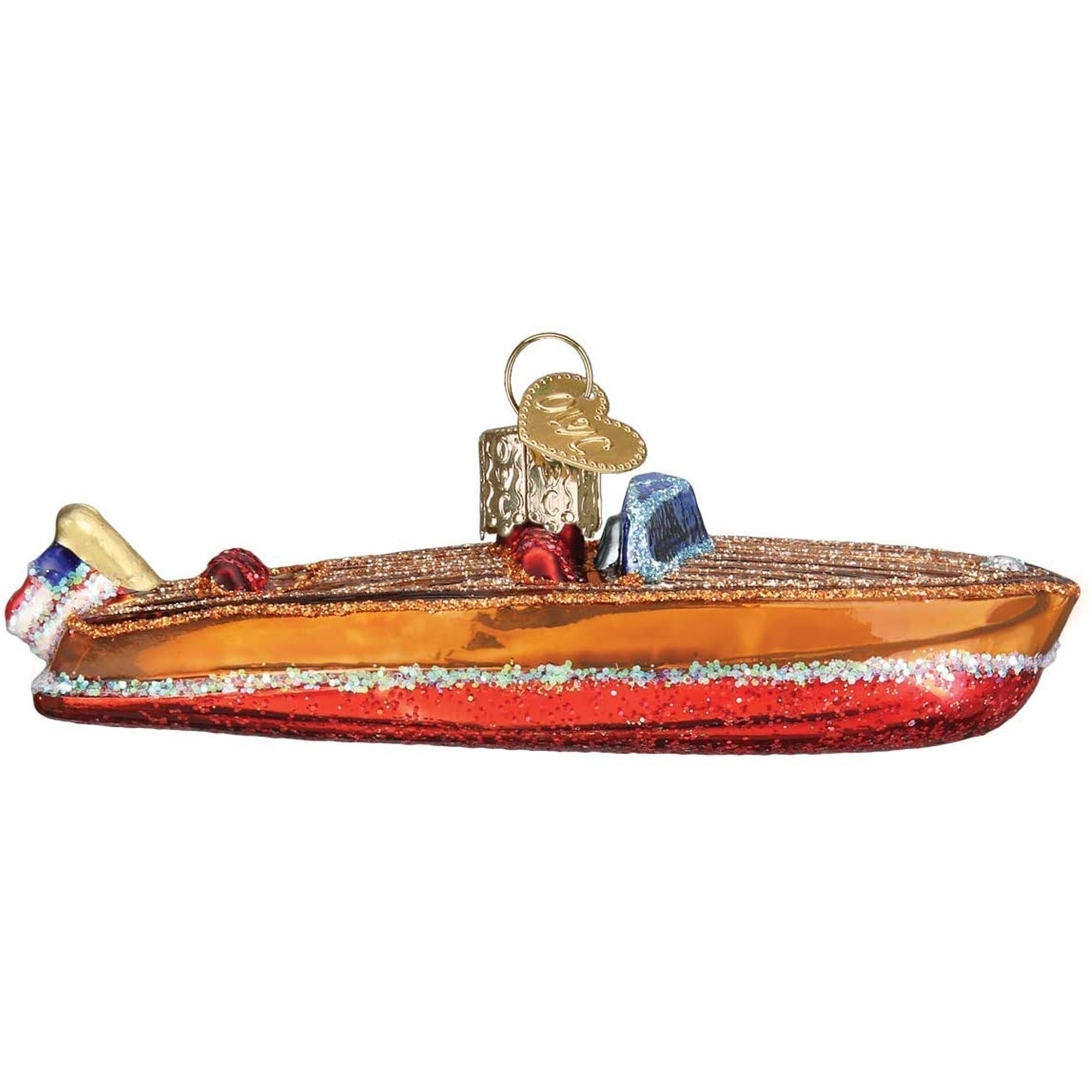 Old World Christmas Classic Wooden Boat Tree Ornament