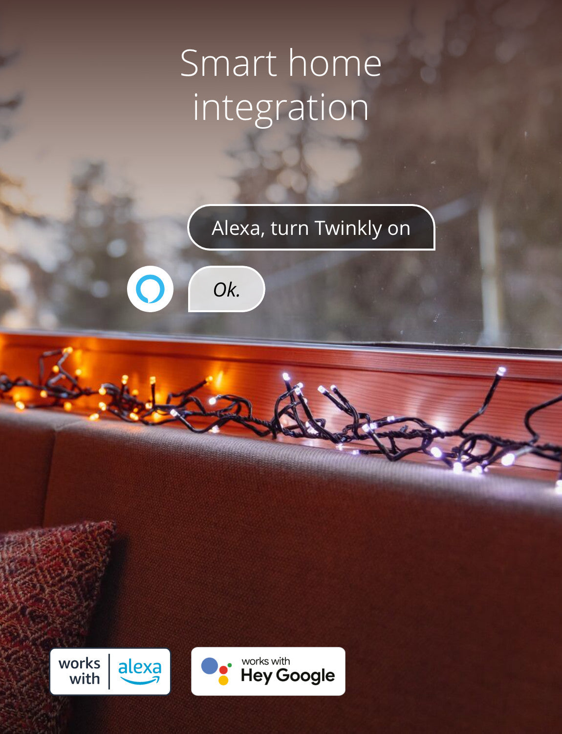Twinkly Cluster App Controlled Flexible Green Wire Christmas Light String, Indoor and Outdoor Smart Home Lighting Decoration, Multicolor LED, 19.7ft