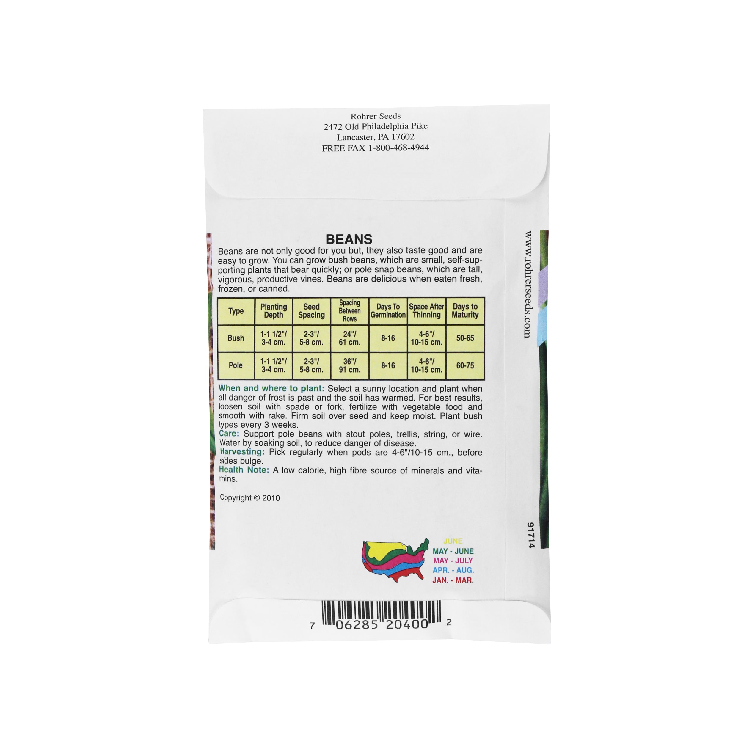 Rohrer Seeds Stringless Bush Beans, Tendergreen Improved, 2oz Packet, Plants 20ft