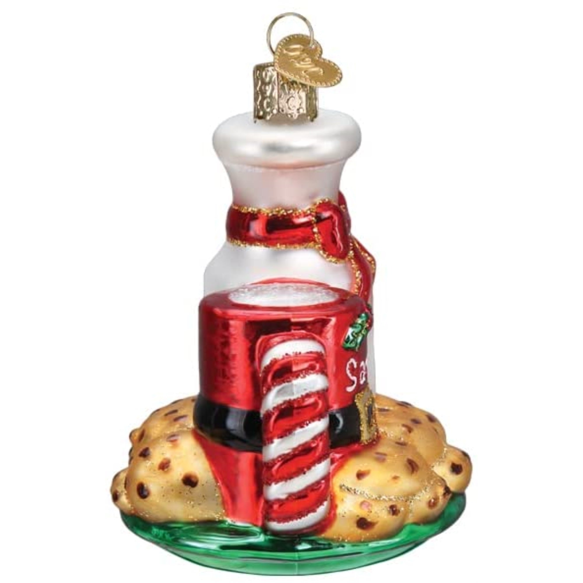 Old World Christmas Blown Glass Christmas Ornament, Santa's Milk and Cookies