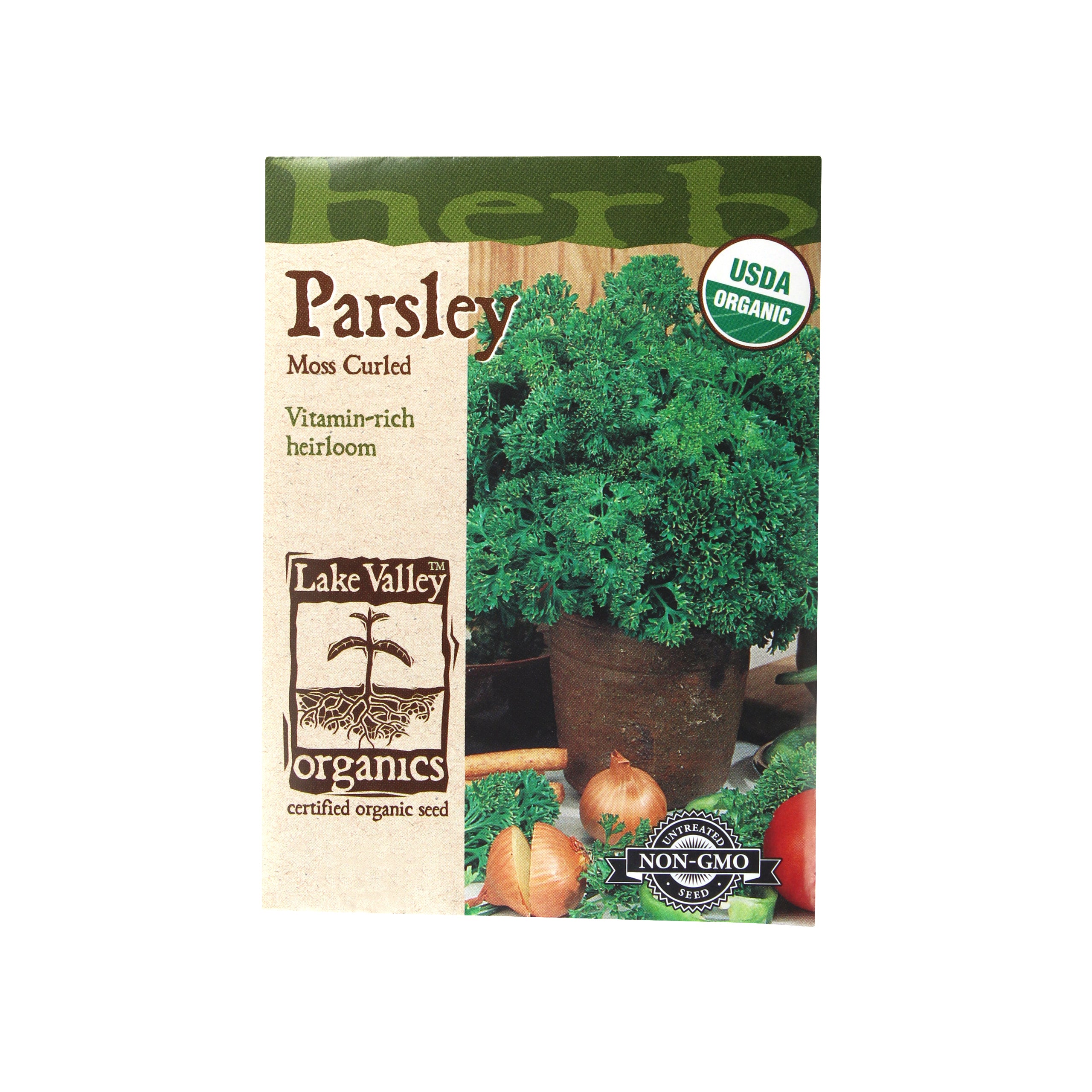 Lake Valley Seed Parsley Organic Moss Curled Heirloom Herb Seeds, 1g