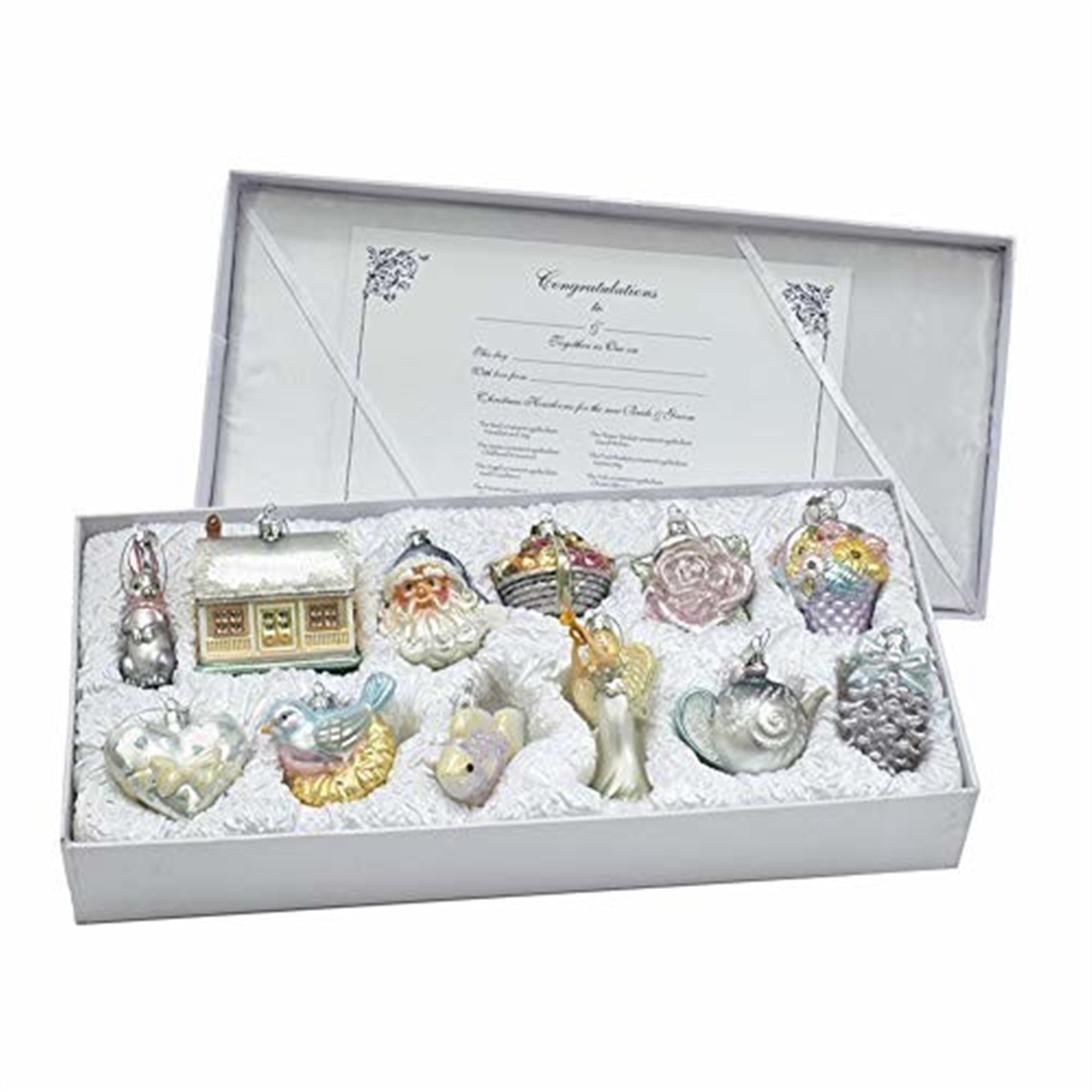 Kurt Adler Noble Gems Bride's Glass Tree Box (Set of 12)