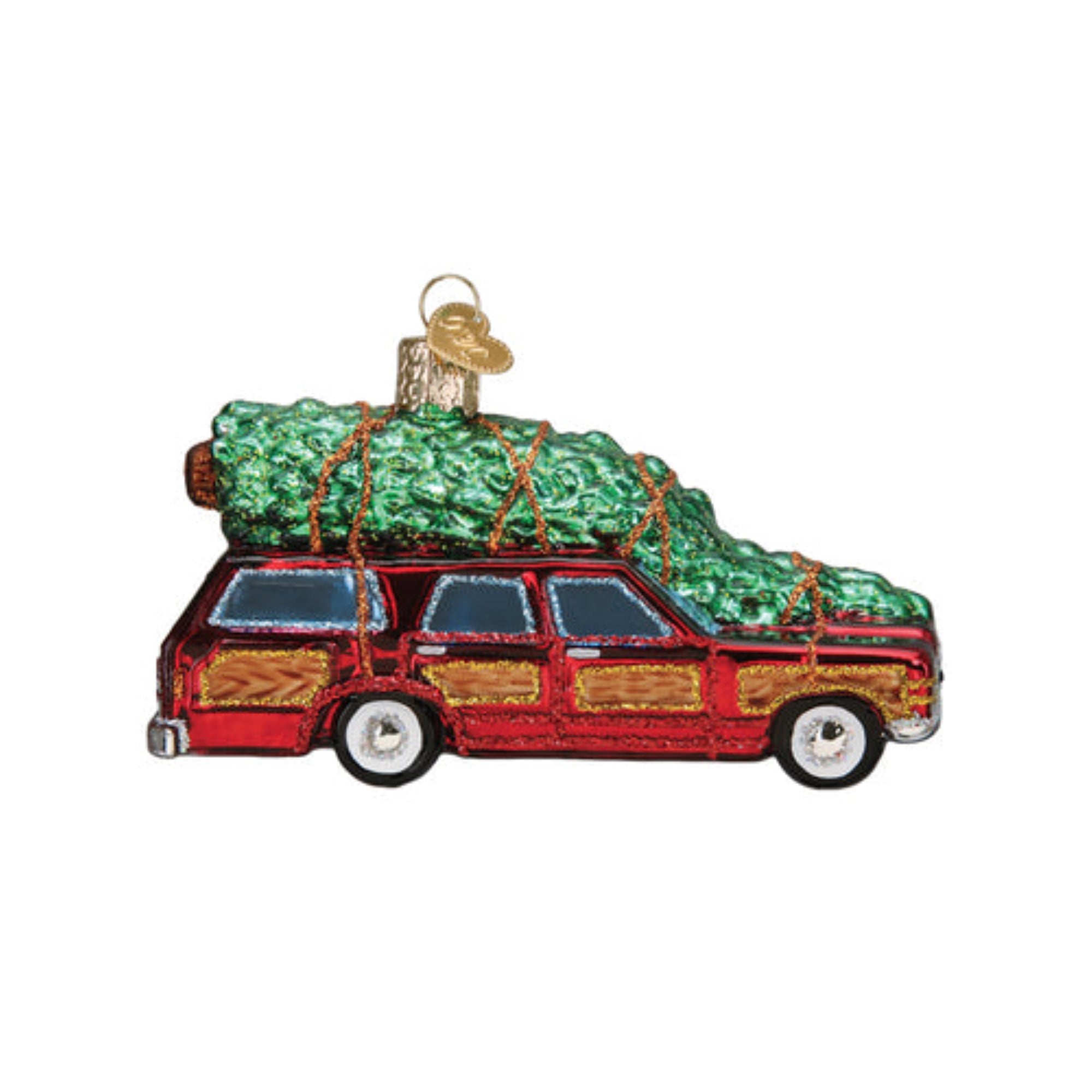 Old World Christmas Station Wagon With Tree Blown Glass Holiday Ornament For Tree