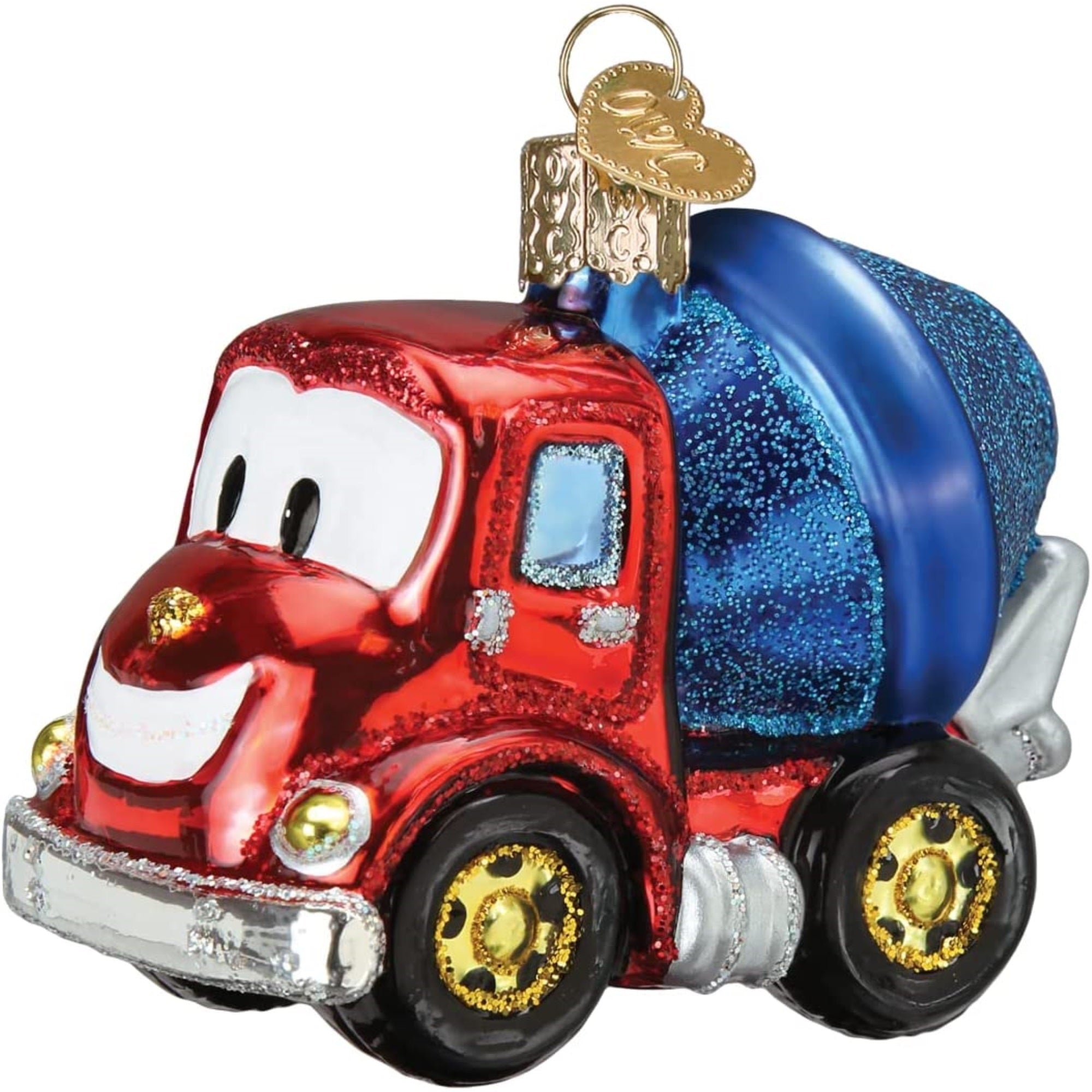 Old World Christmas Glass Blown Cheerful Cement Truck Ornament, 3.5"