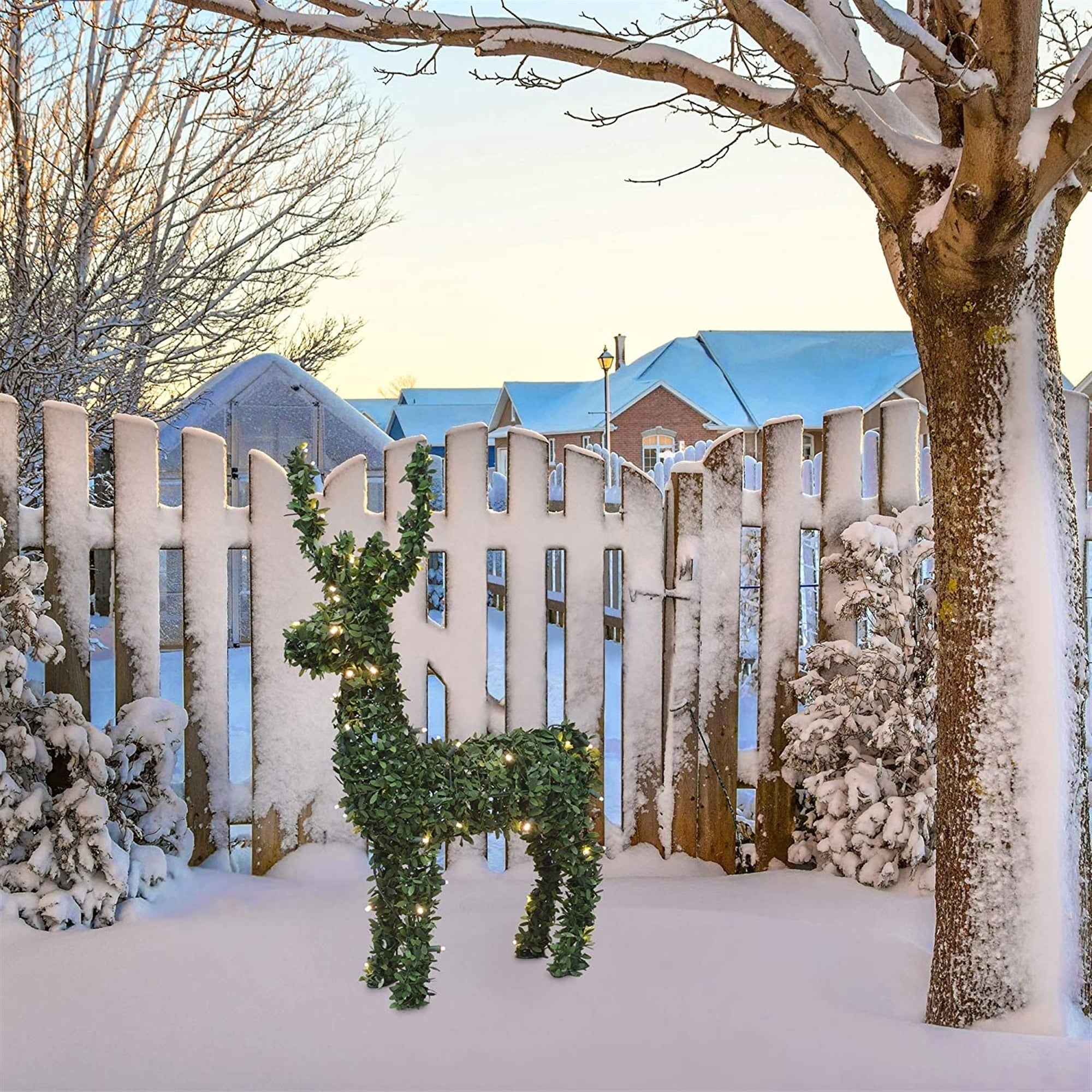 Product Works PreLit Lights Artificial Outdoor Reindeer Topiary Yard Decor, 32"