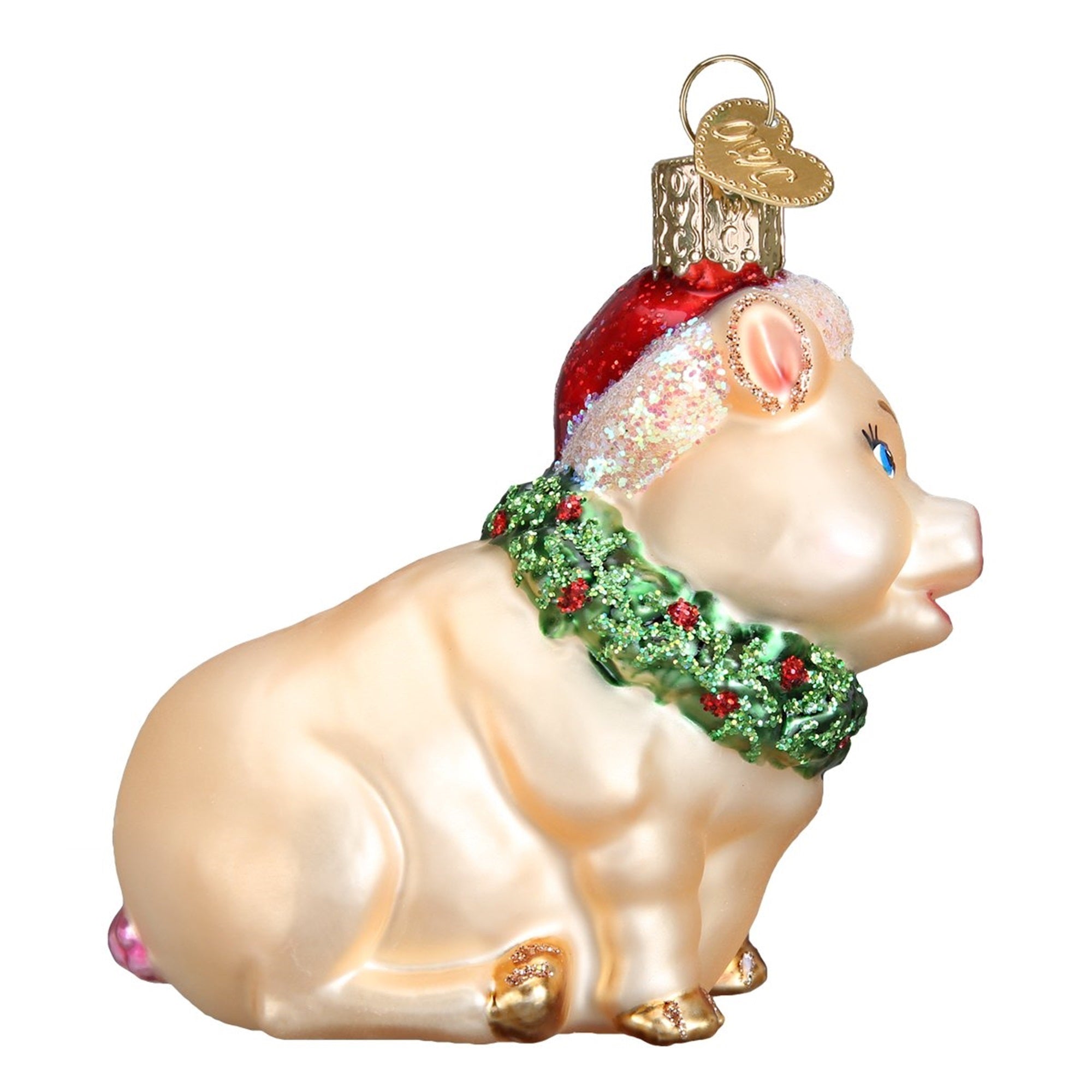 Old World Christmas Glass Blown Ornaments Holly Pig