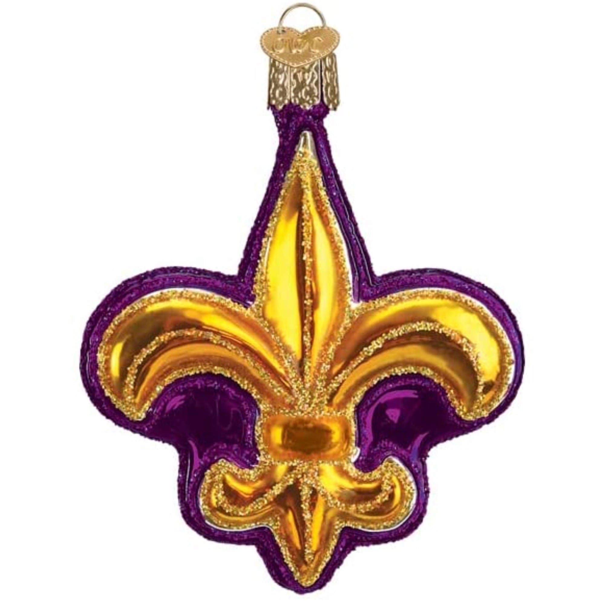 Old World Christmas Blown Glass Christmas Ornament, Purple Fleur-De-Lis