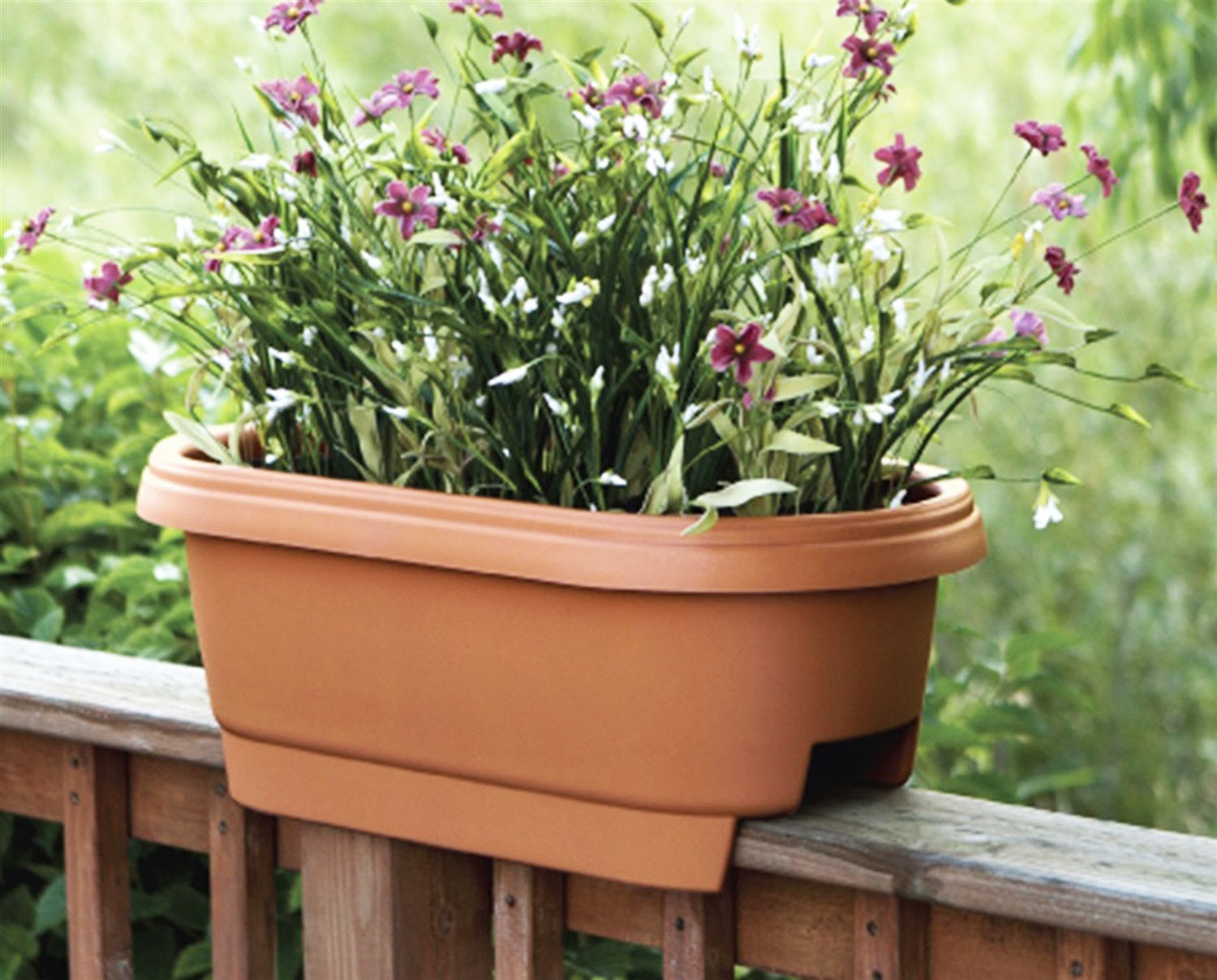 Bloem Classic Oval Deck Rail Planter, Terra Cotta Color 24"