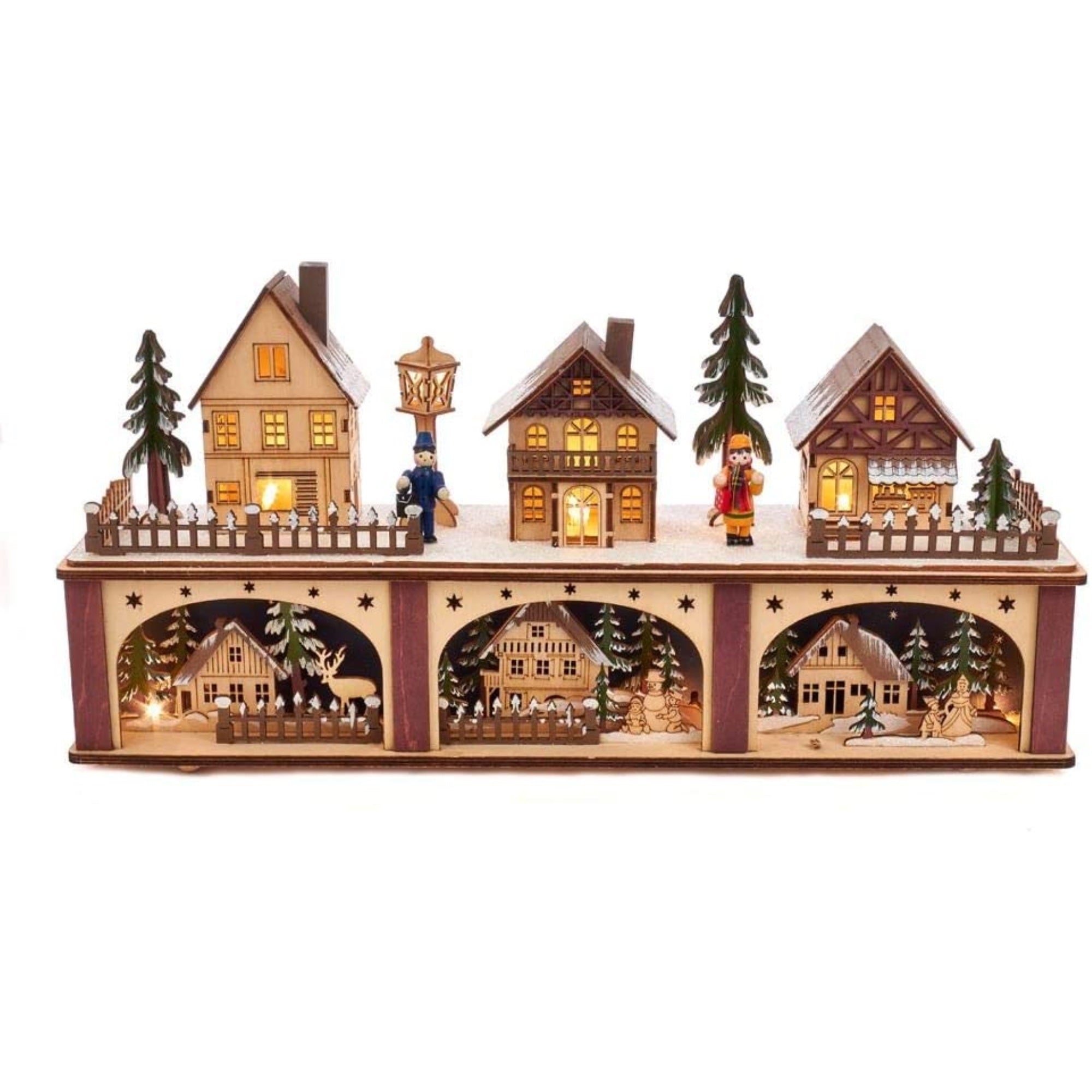 Kurt Adler Light Up Battery-Operated Plywood Village House Christmas Decoration, 8.5"