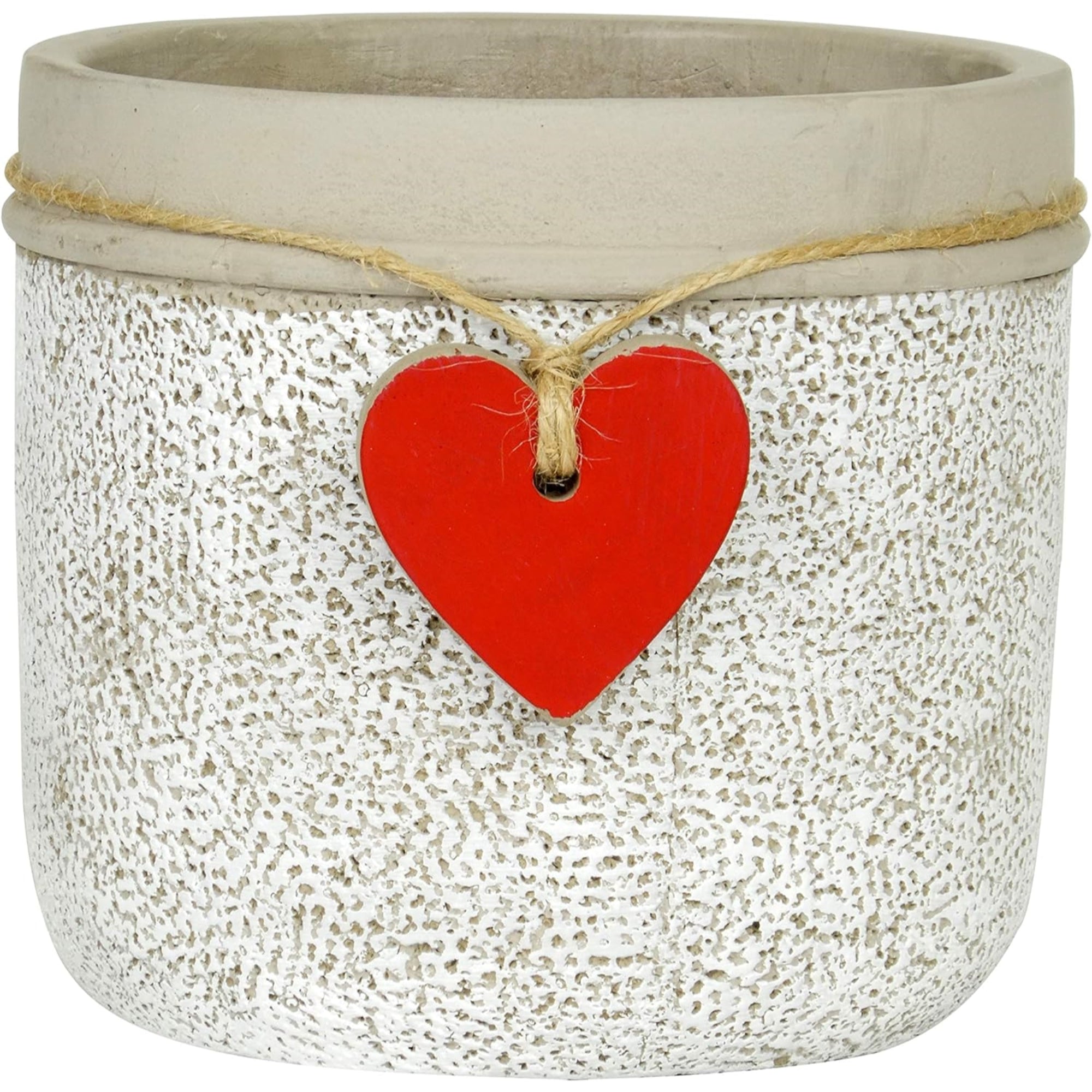 Classic Home and Garden Indoor or Outdoor Cement Heart Pot Planter, Whitewash
