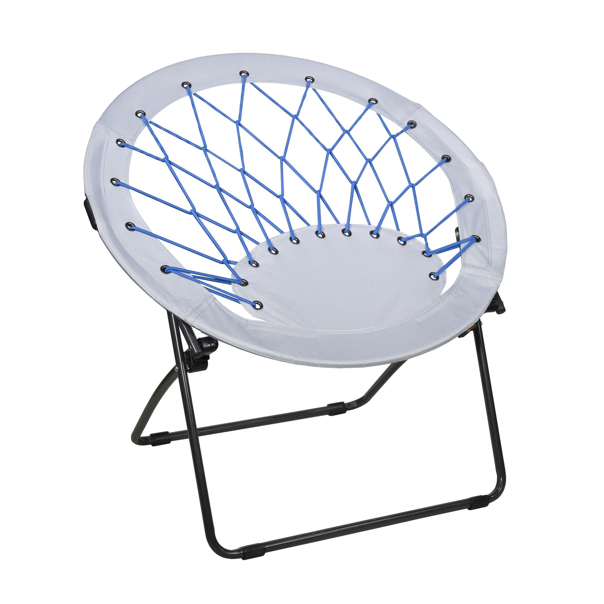 Zenithen Indoor Bungee Round Folding Dish Saucer Chair For Bedroom, Kids, Dorm Room, Cobalt Blue