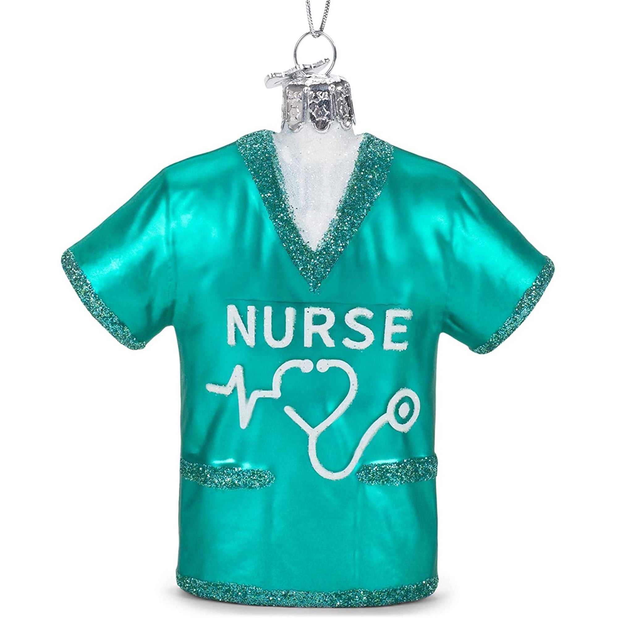 Kurt Adler Noble Gems Nurse Scrubs Shirt Glass Ornament