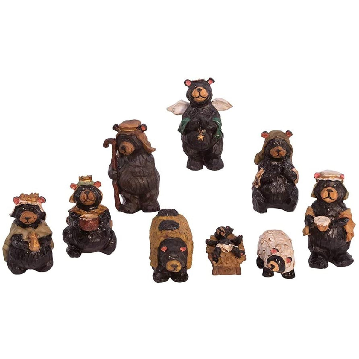 Kurt Adler Resin Nativity Bear, Set of 9, 4"