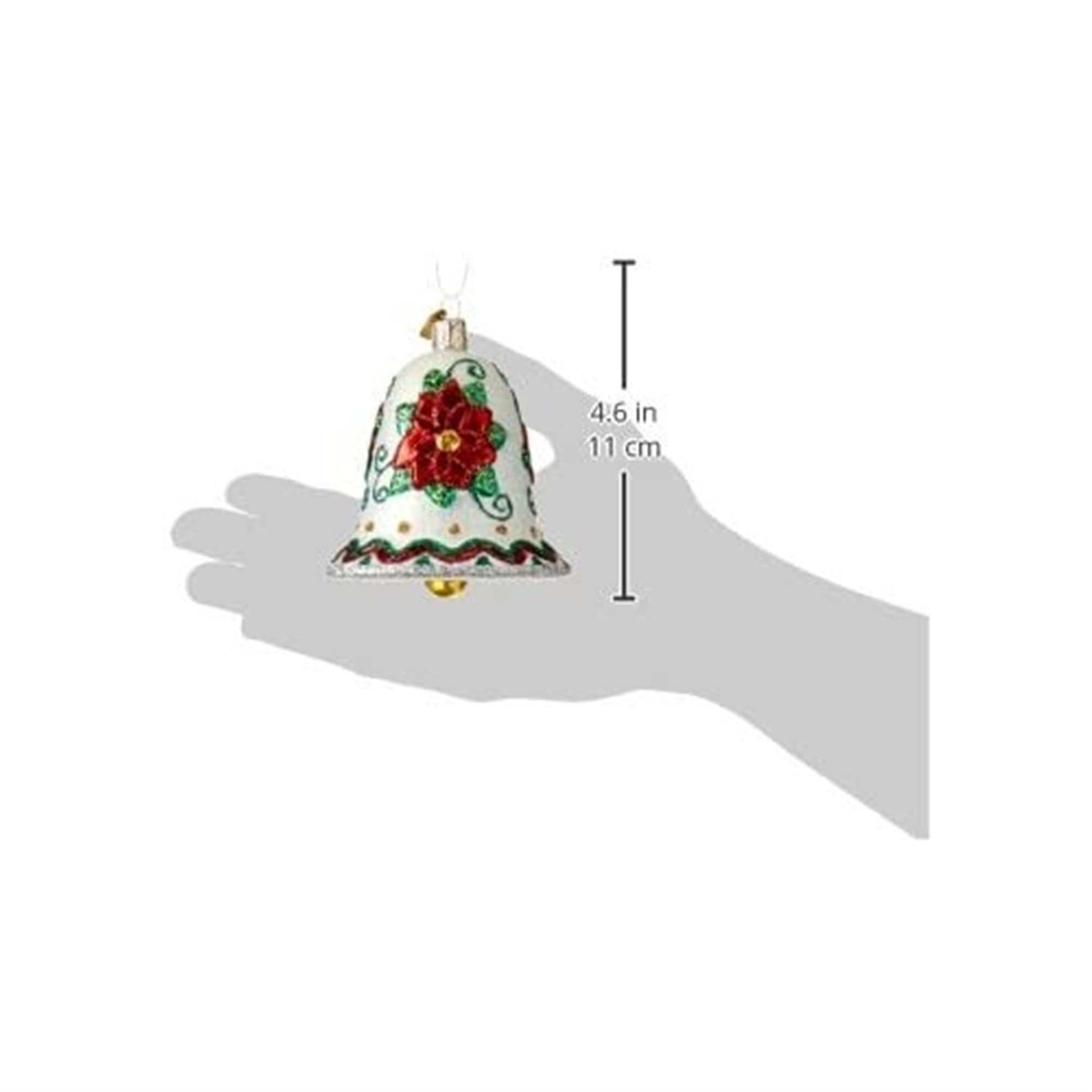 Old World Christmas Glass Blown Poinsettia Bell Ornament