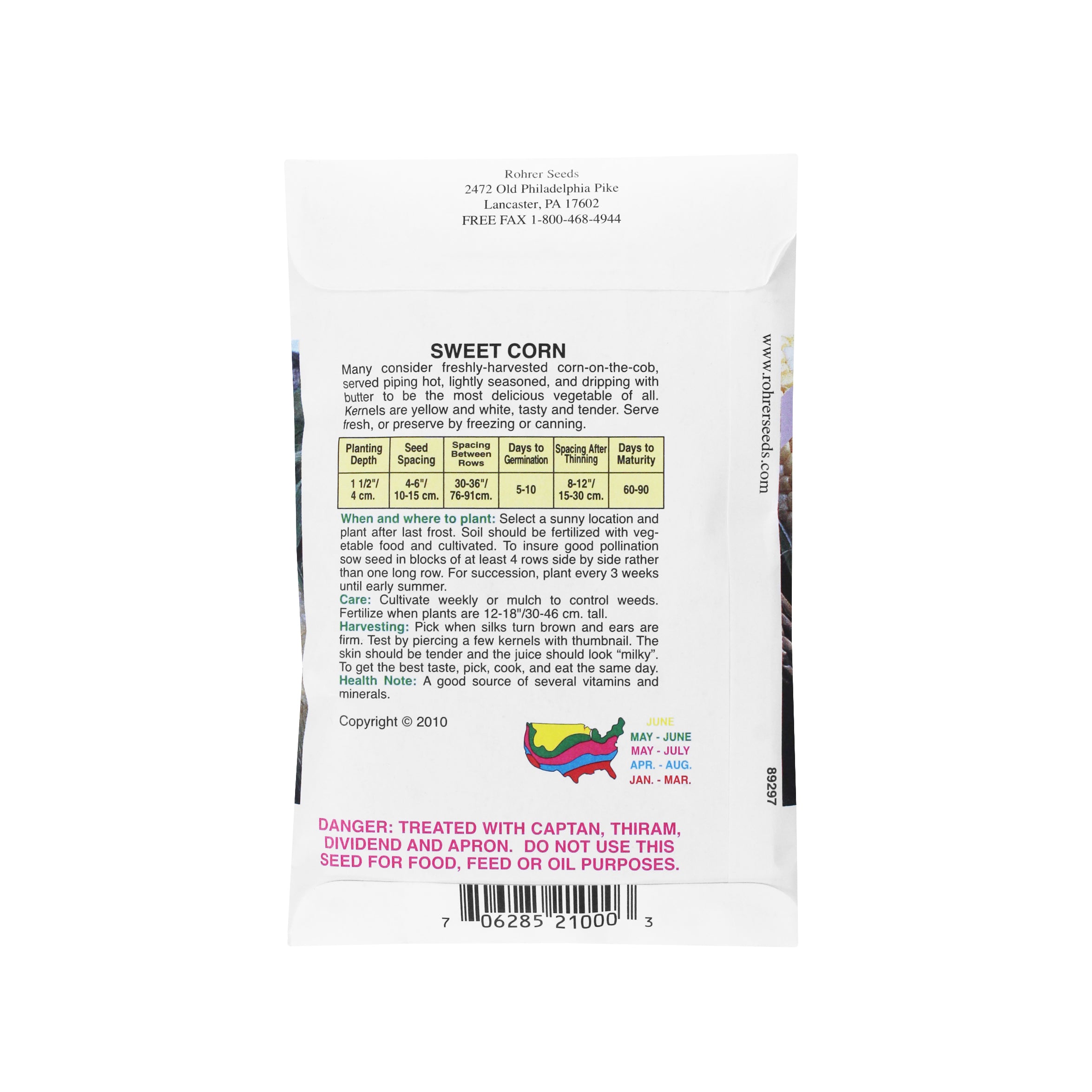 Rohrer Seeds Ambrosia (SE) Hybrid Sweet Corn, 2oz Packet, Plants 150ft Row