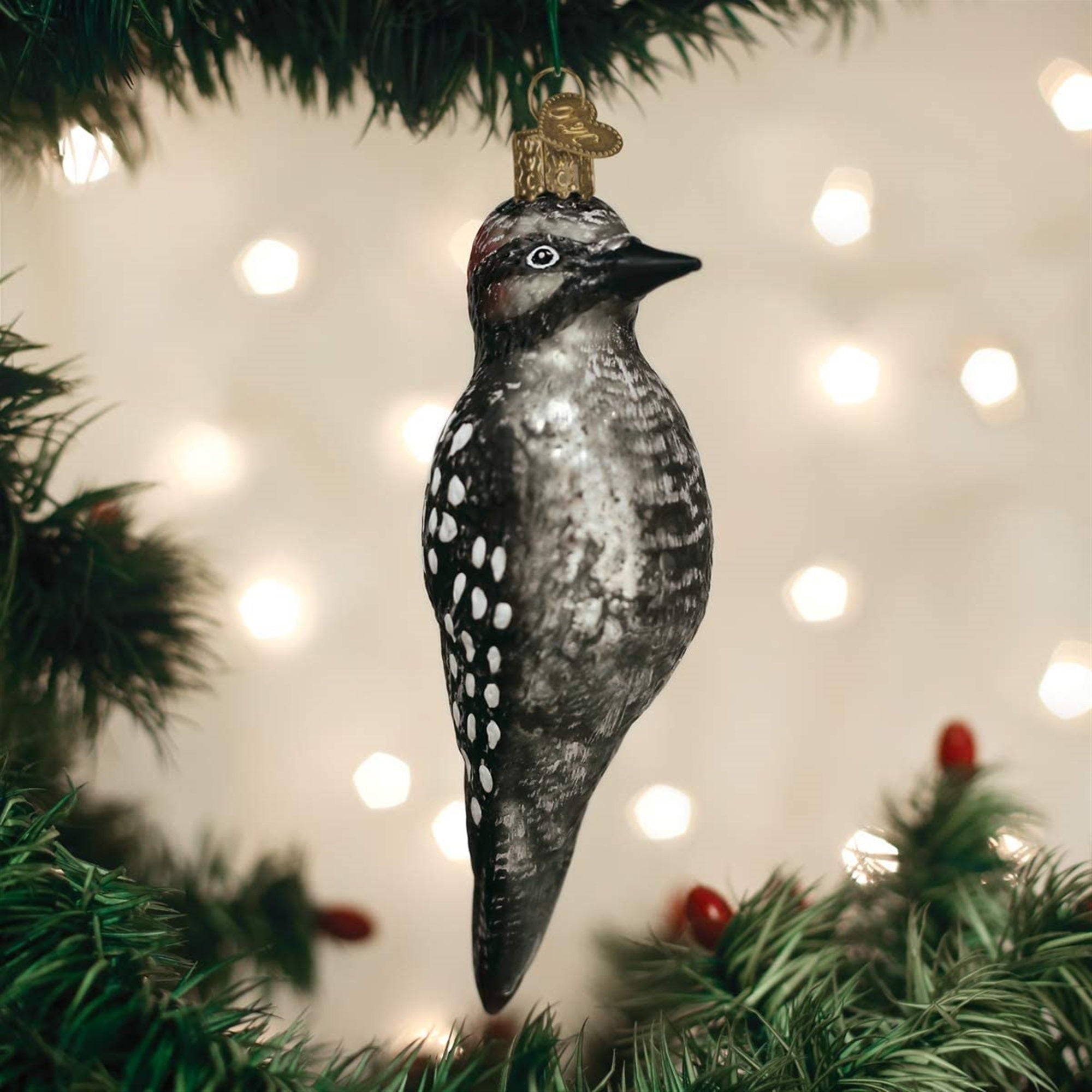 Old World Christmas Vintage Hairy Woodpecker Ornament For Christmas Tree