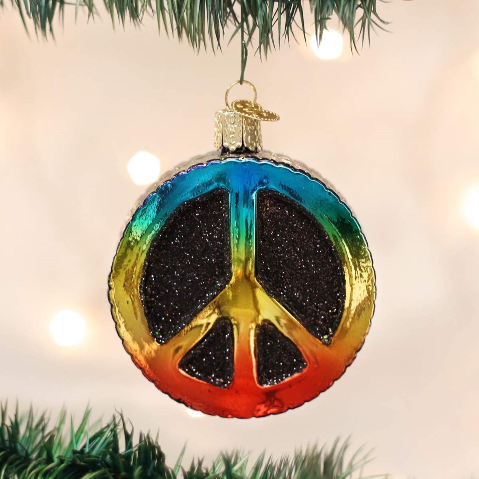 Old World Christmas Glass Blown Tree Ornament, Peace Sign