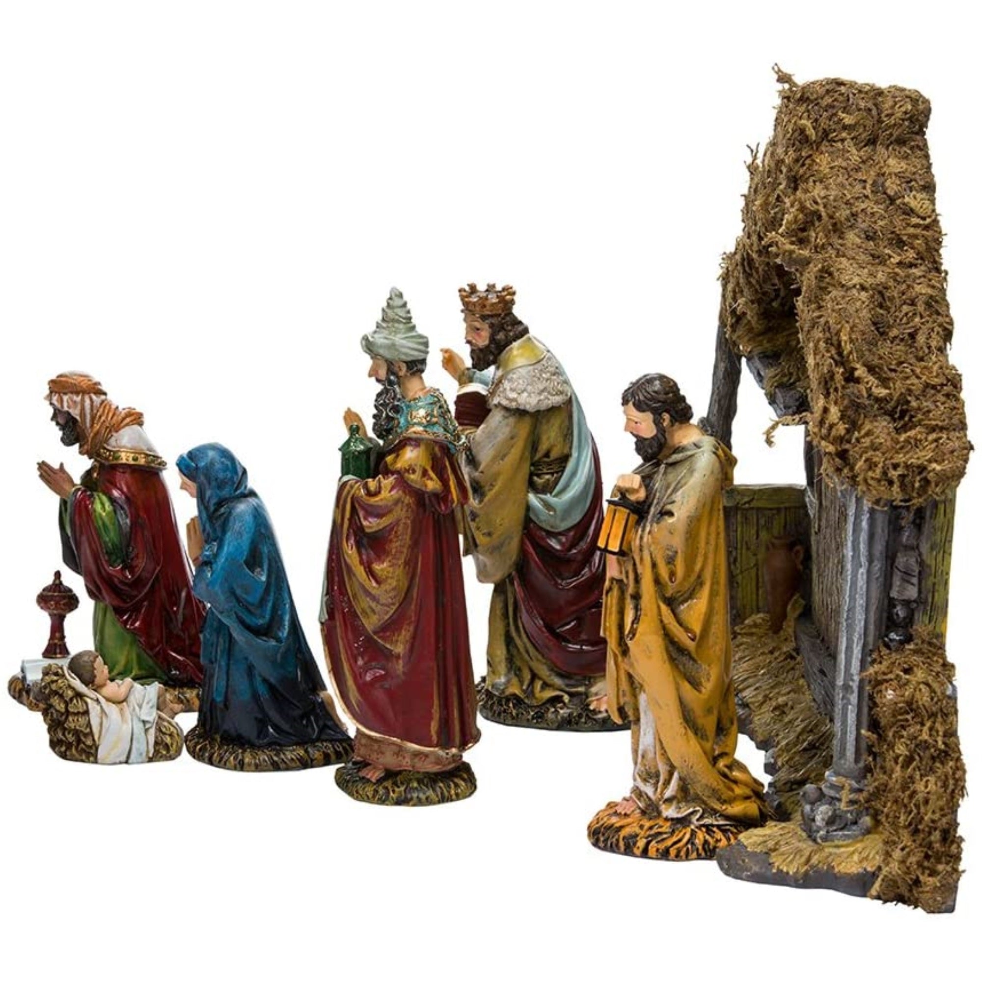 Kurt Adler Nativity Set With Stable, 7-Piece Figurine Set