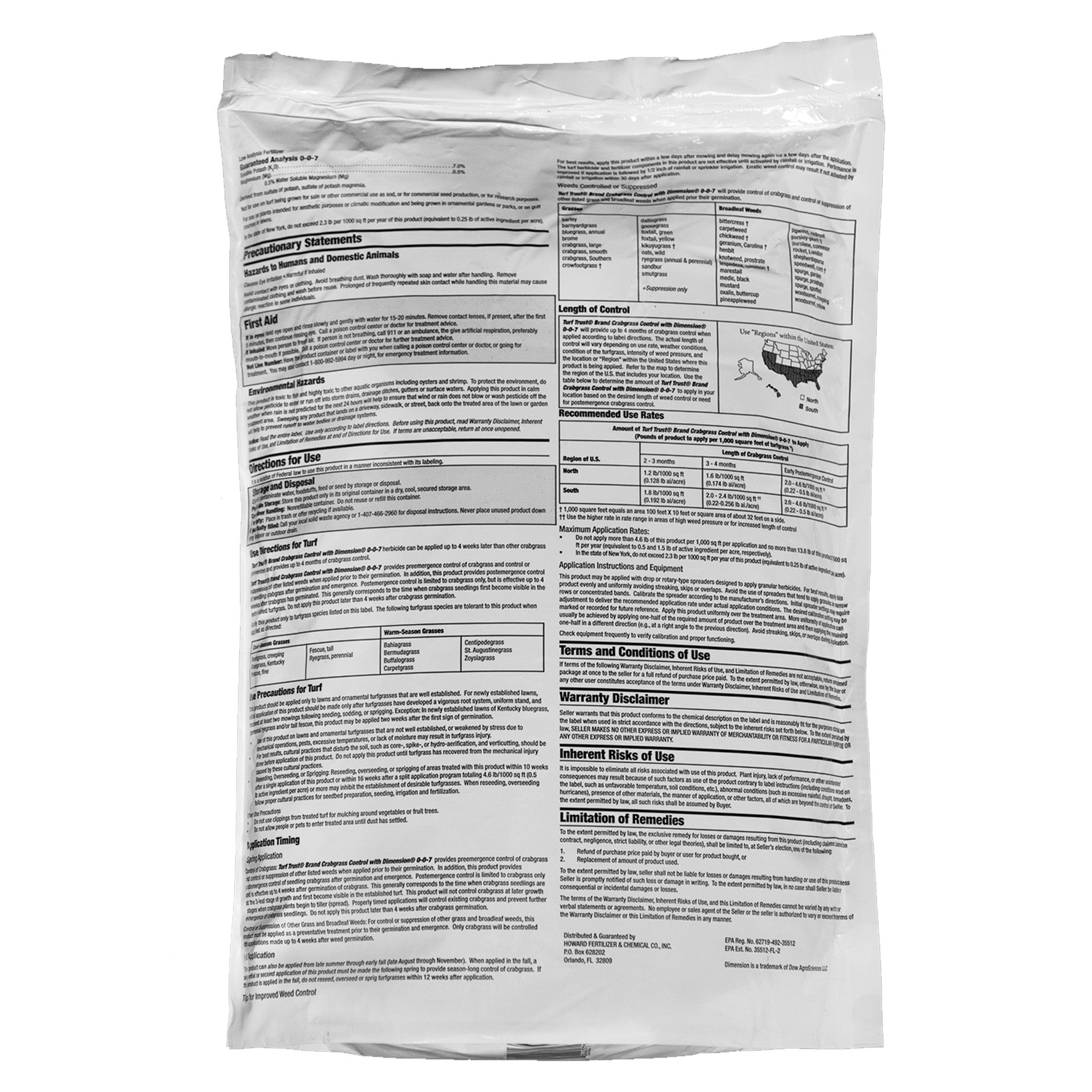 Turf Trust Crabgrass Control with Dimension 0-0-7, 5M, 16 Pound Bag