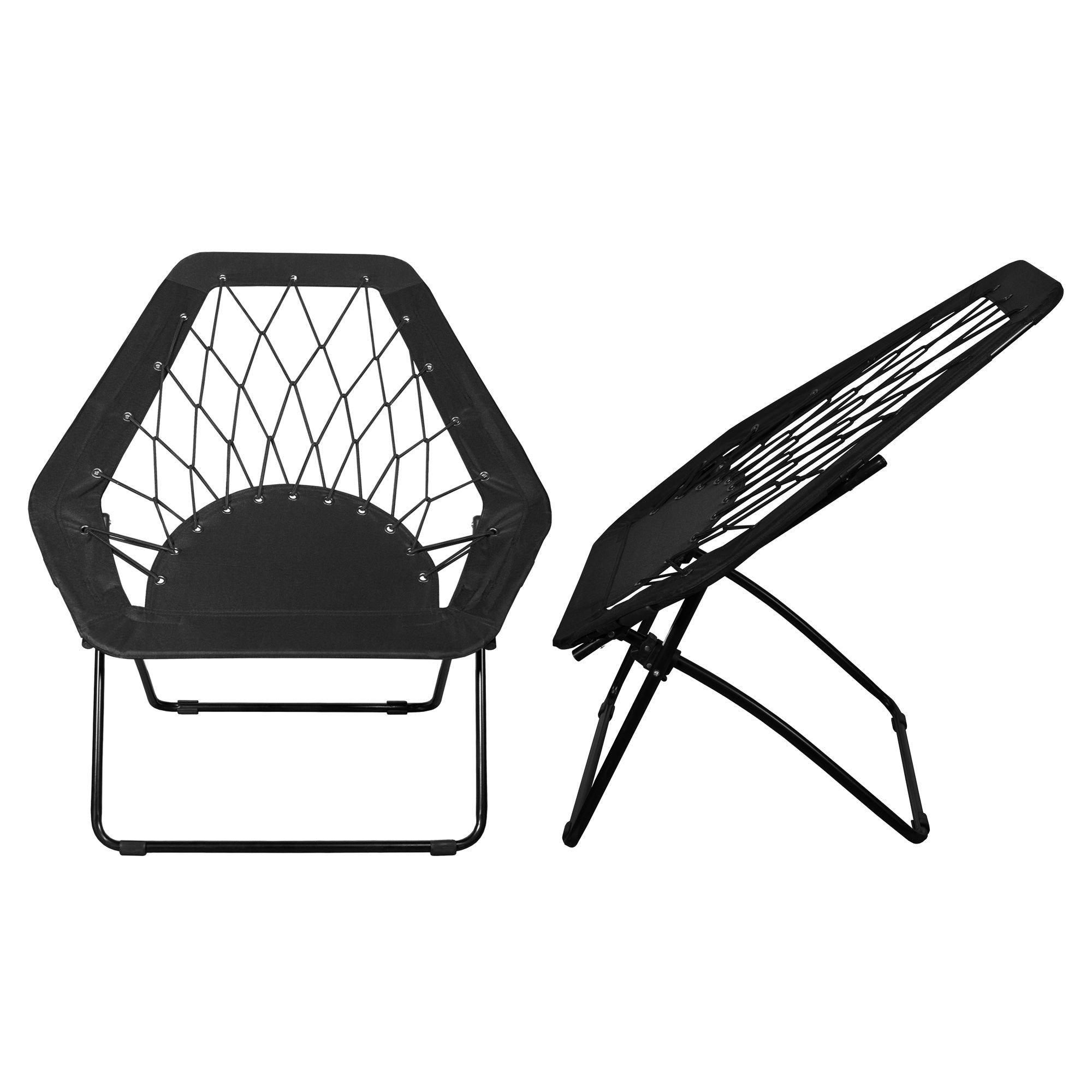 Zenithen Black Hexagon Bungee Chair For Dorm, Bed, Living Room, 32" (Pack of 1)