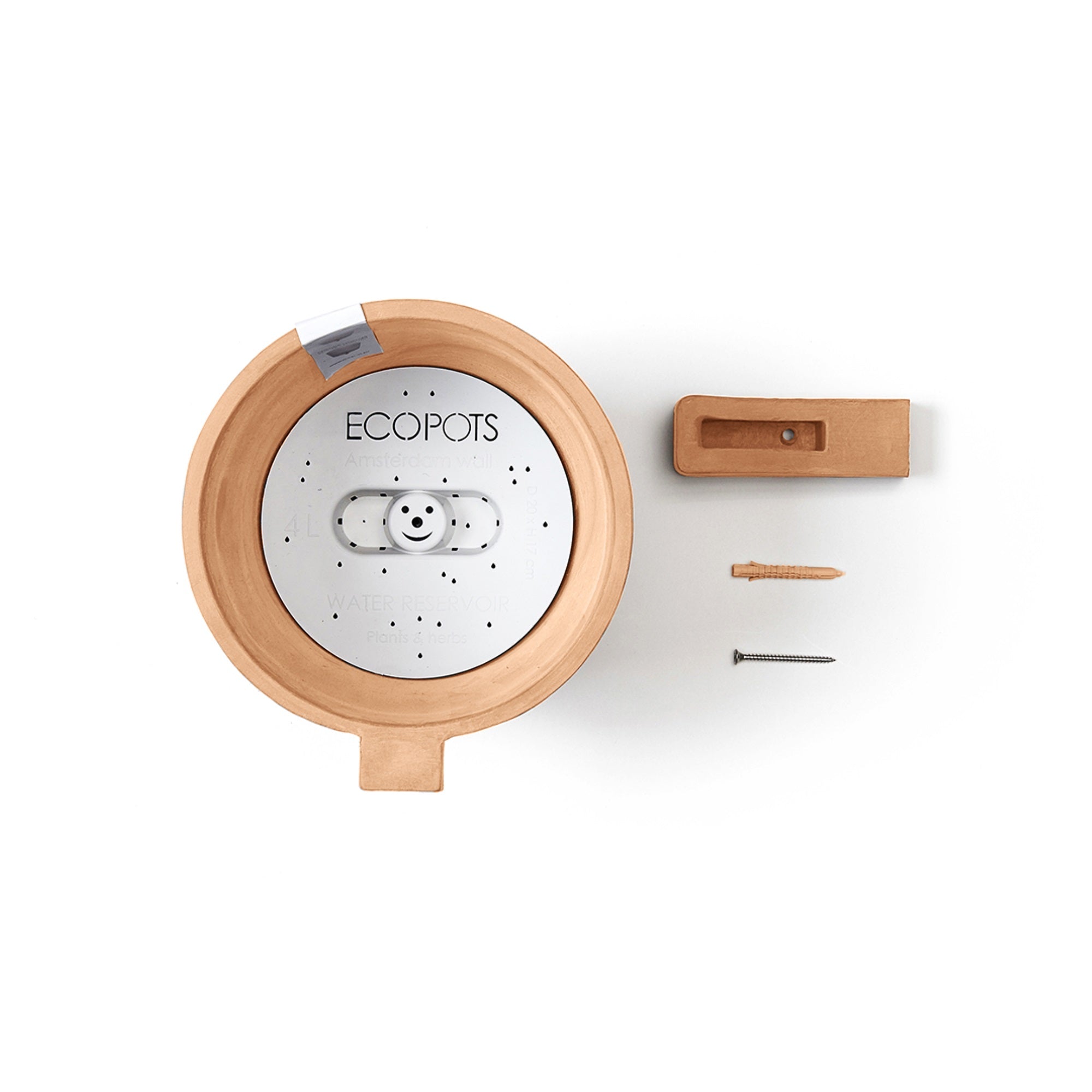 Ecopots Amsterdam Wall Durable Modern Round Indoor/Outdoor Recycled-Based Composite Hanging Flower Pot Planter, 8"