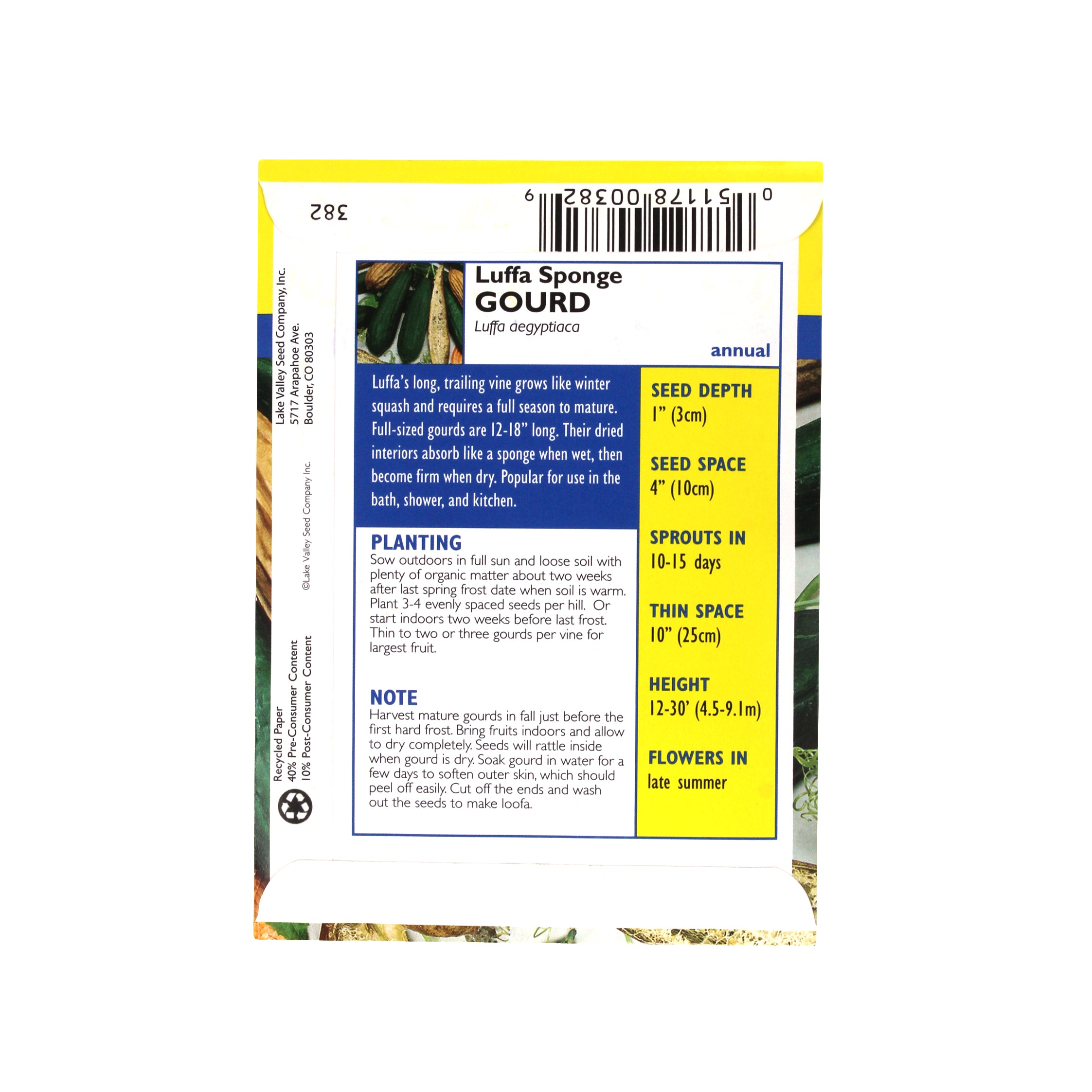 Lake Valley Seeds Gourd, Luffa Sponge Heirloom, 3g