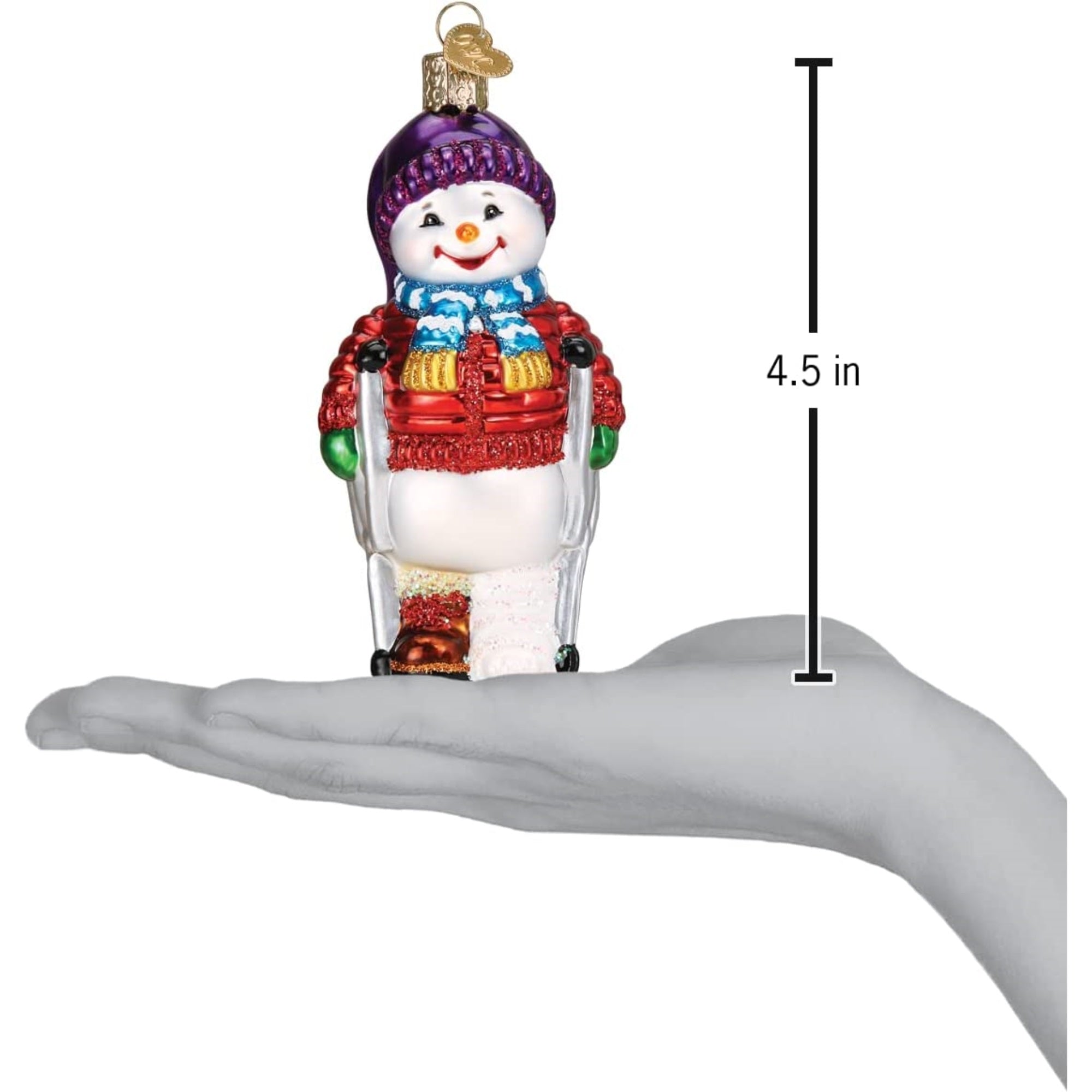 Old World Christmas Blown Glass Christmas Ornament, Snowman with Crutches
