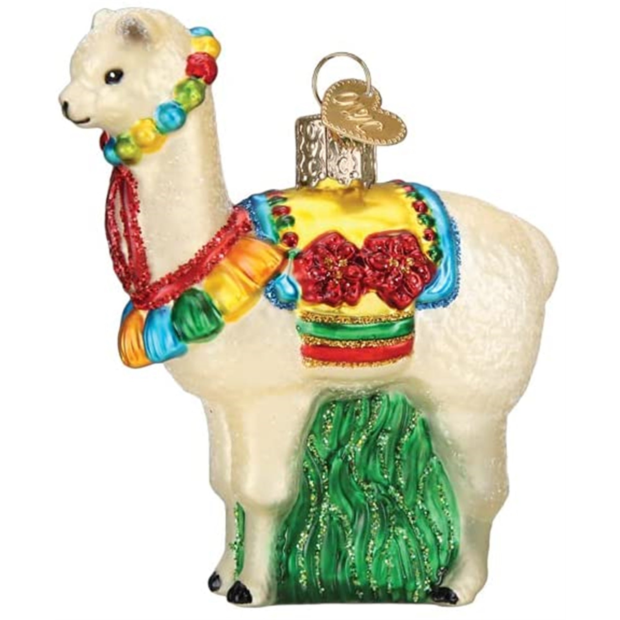 Old World Christmas Blown Glass Christmas Ornament, Festive Alpaca