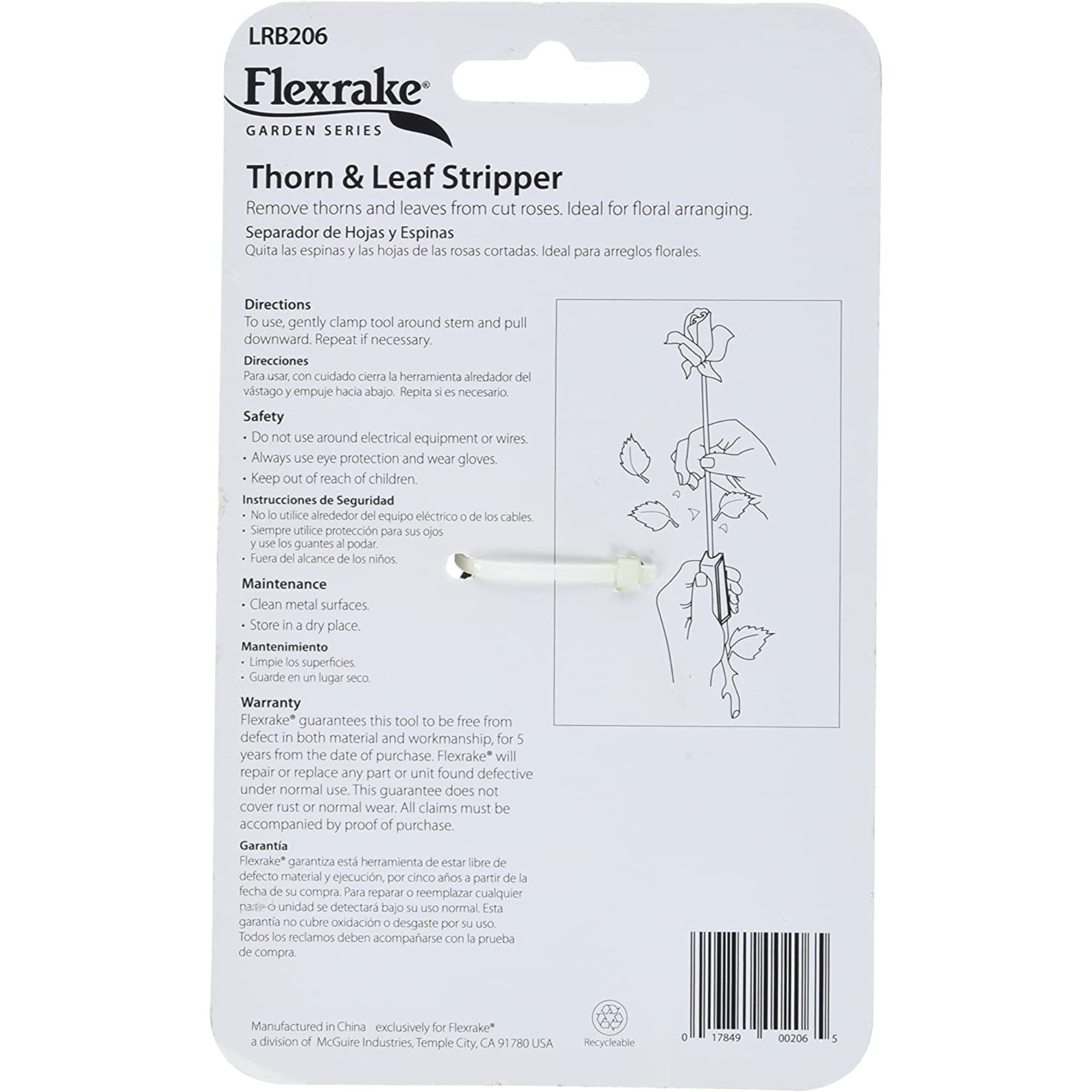 Flexrake Garden Series Thorn & Leaf Stripper for Flower and Rose Gardens