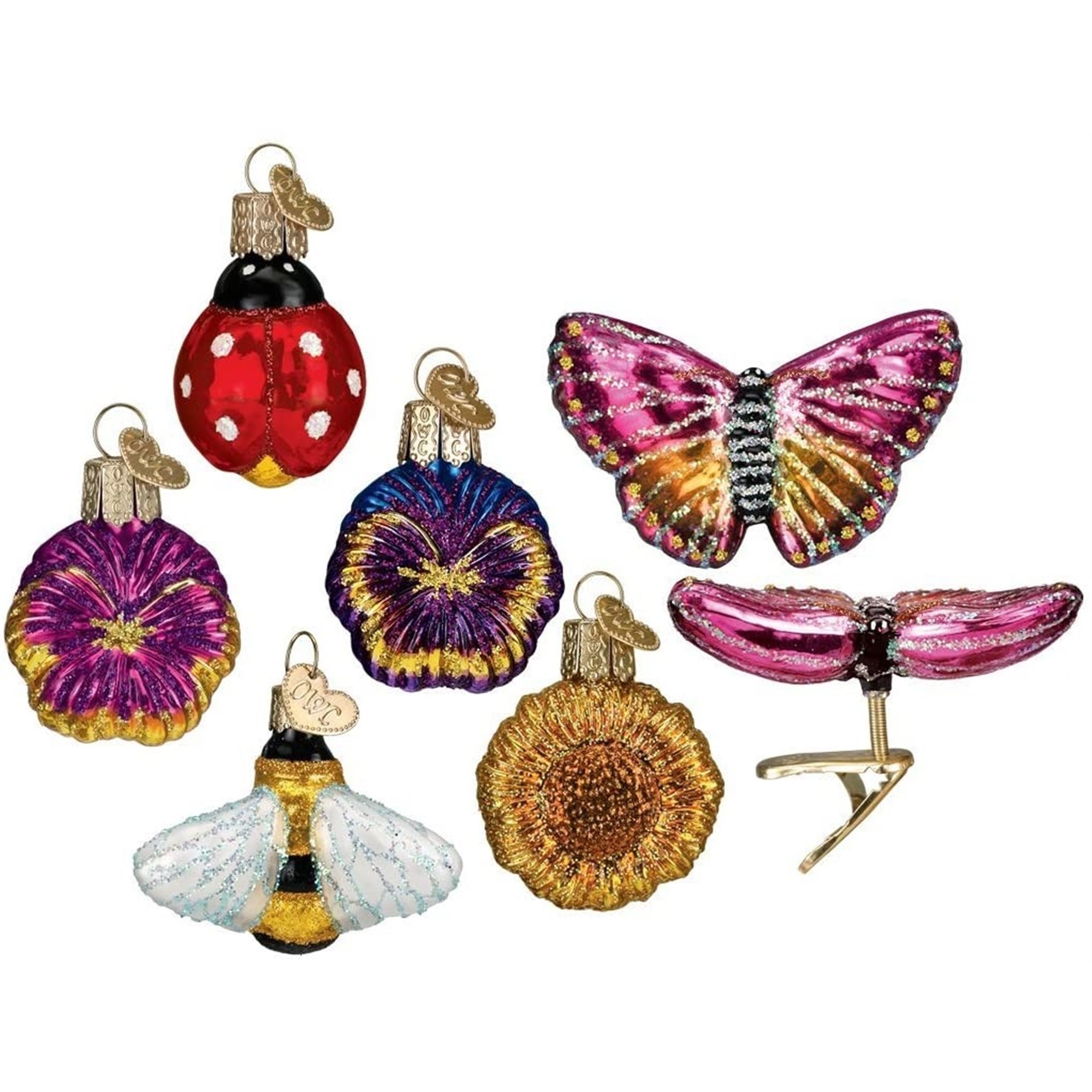 Old World Christmas Blown Glass Christmas Ornament, Mini Garden 6-Piece Ornament Set