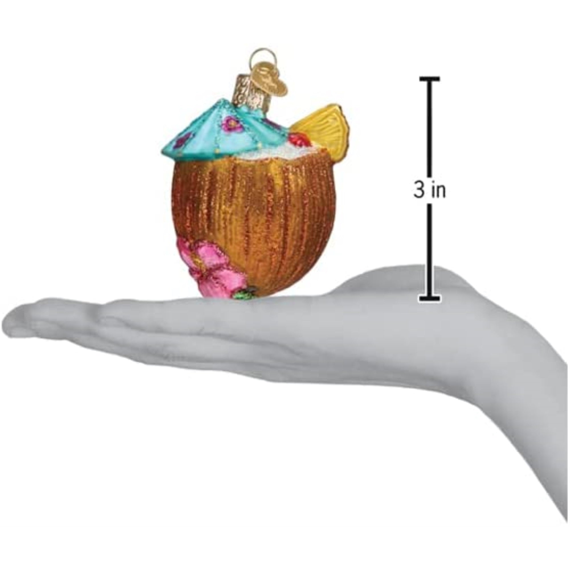 Old World Christmas Glass Blown Tree Ornament, Tropical Coconut Drink