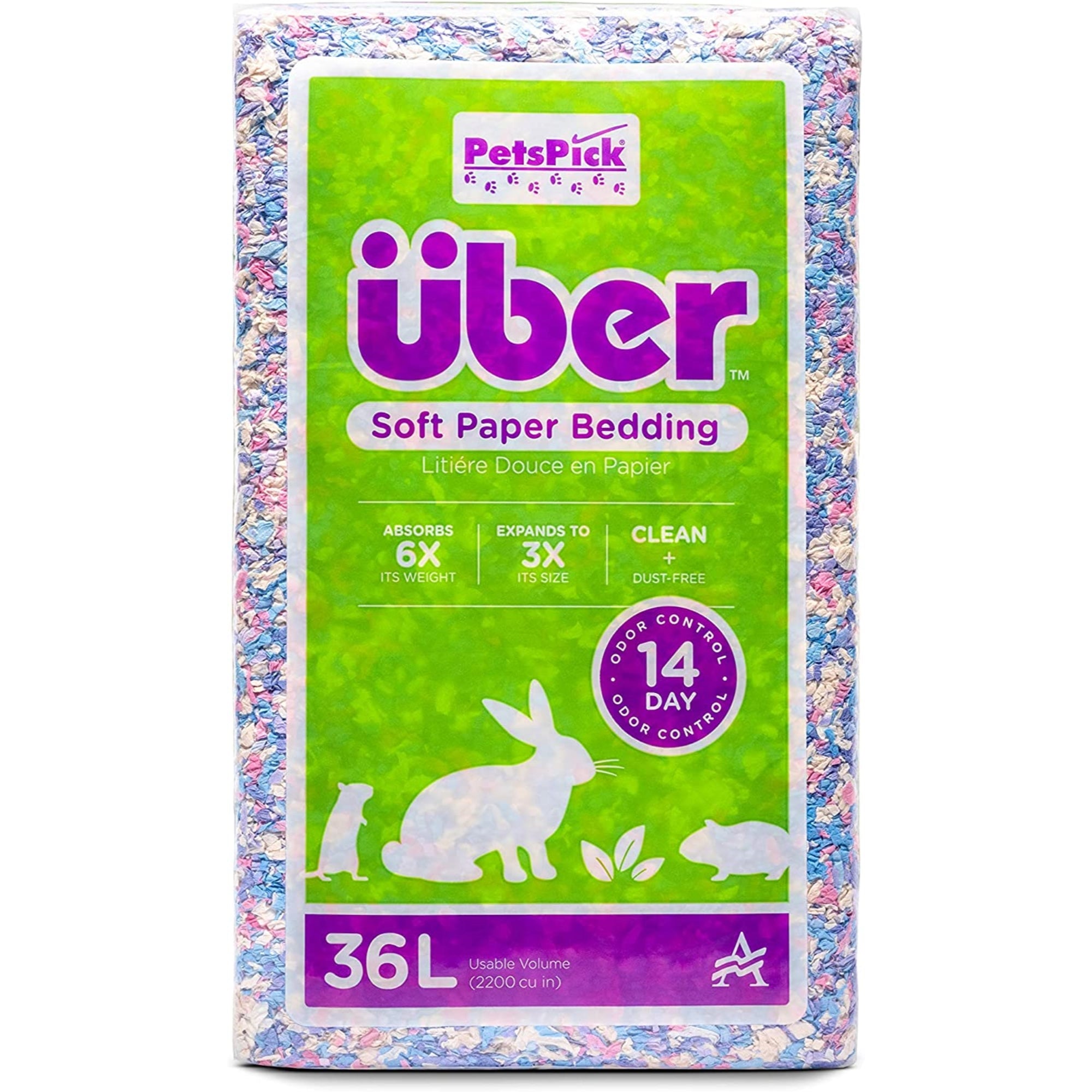 PetsPick Uber Soft Paper Pet Bedding for Small Animals, Confetti 36L