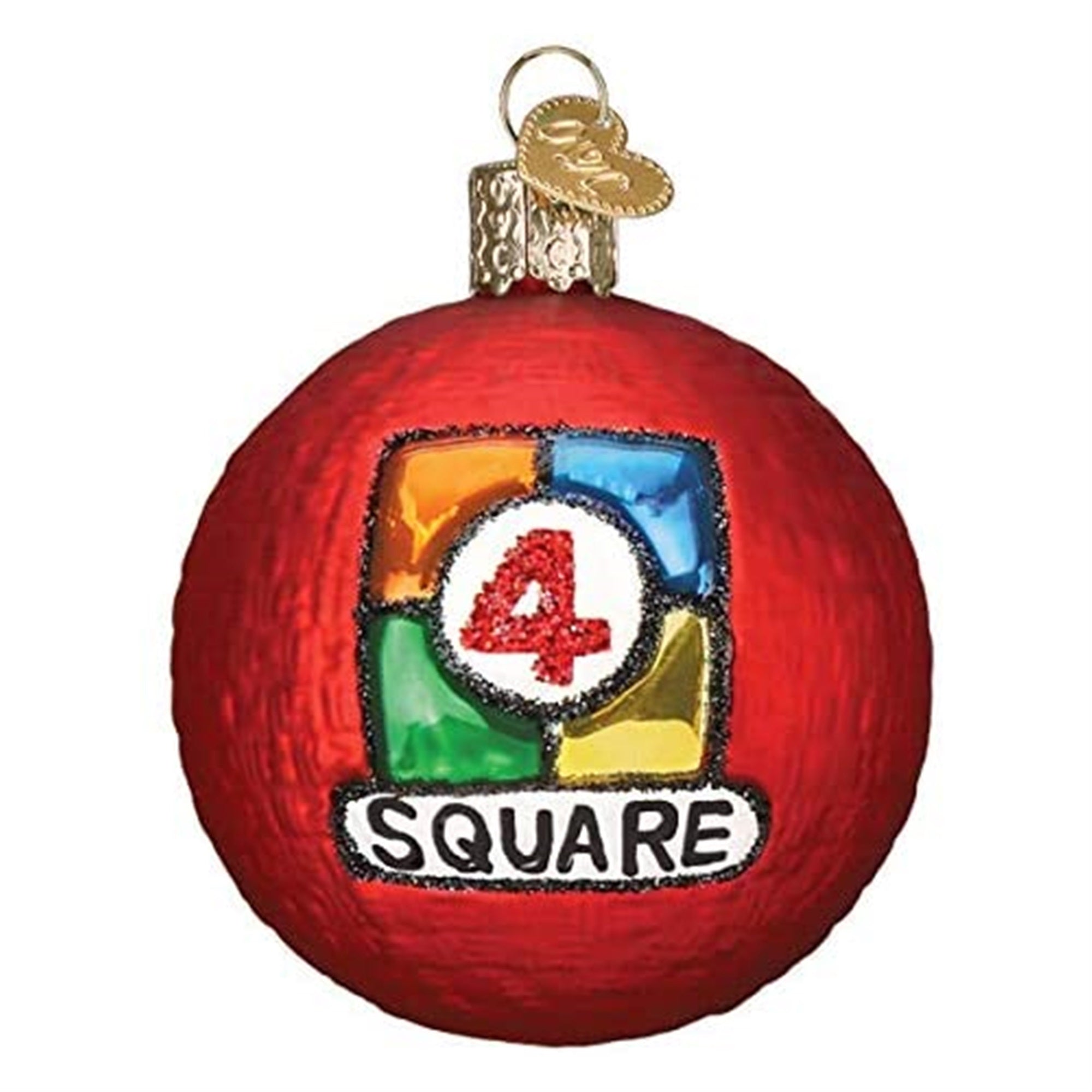 Old World Christmas Glass Blown Ornament, 4-Square Ball, 3"