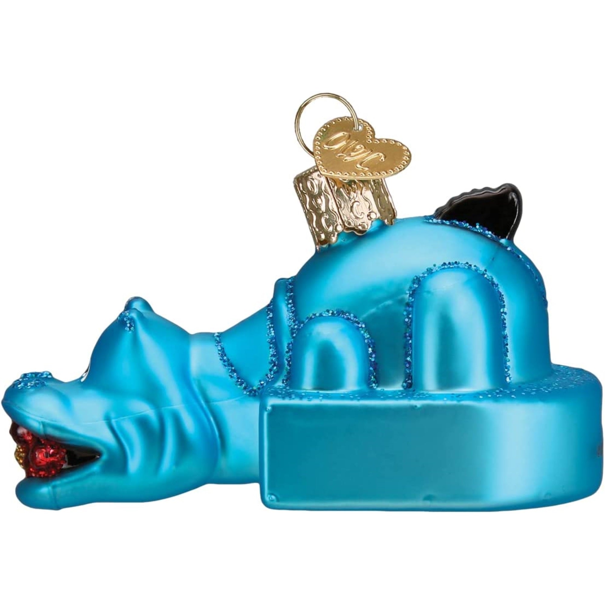 Old World Christmas Glass Blown Hungry Hungry Hippos Ornament Blue, 3.5"