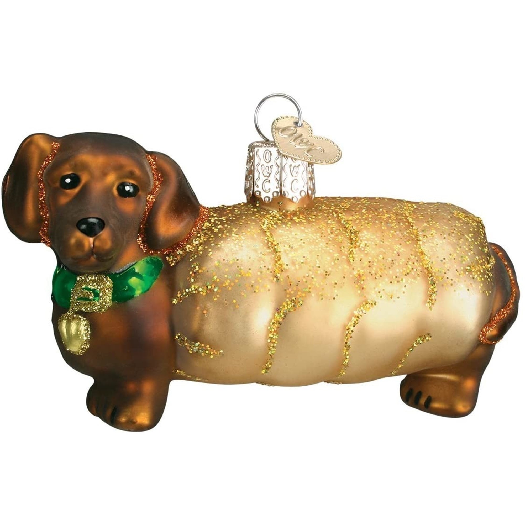 Old World Christmas Glass Blown Wiener Dog Ornament