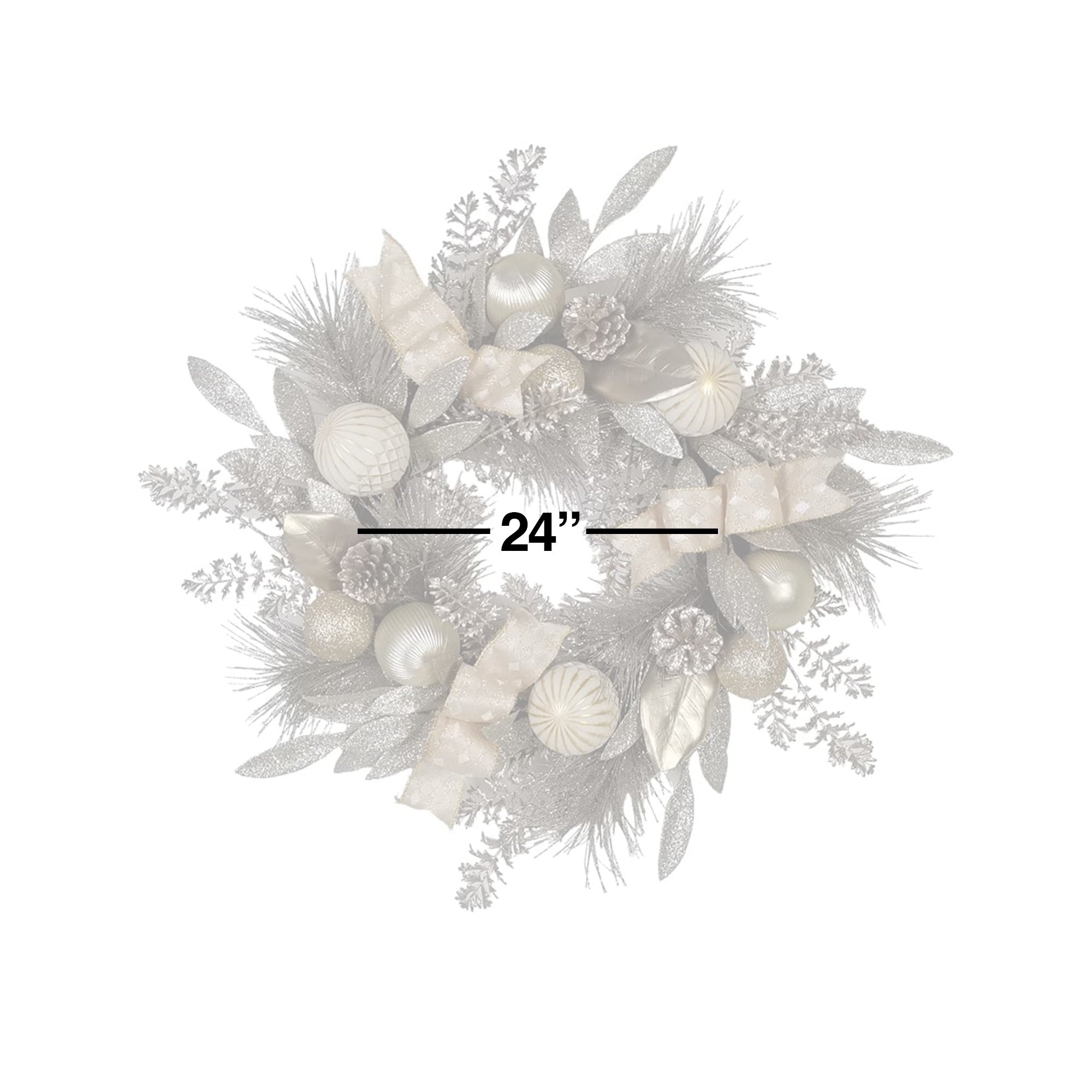 Kurt Adler Artificial Silver and Gold Champagne Rattan Wreath Christmas Decoration, 24"