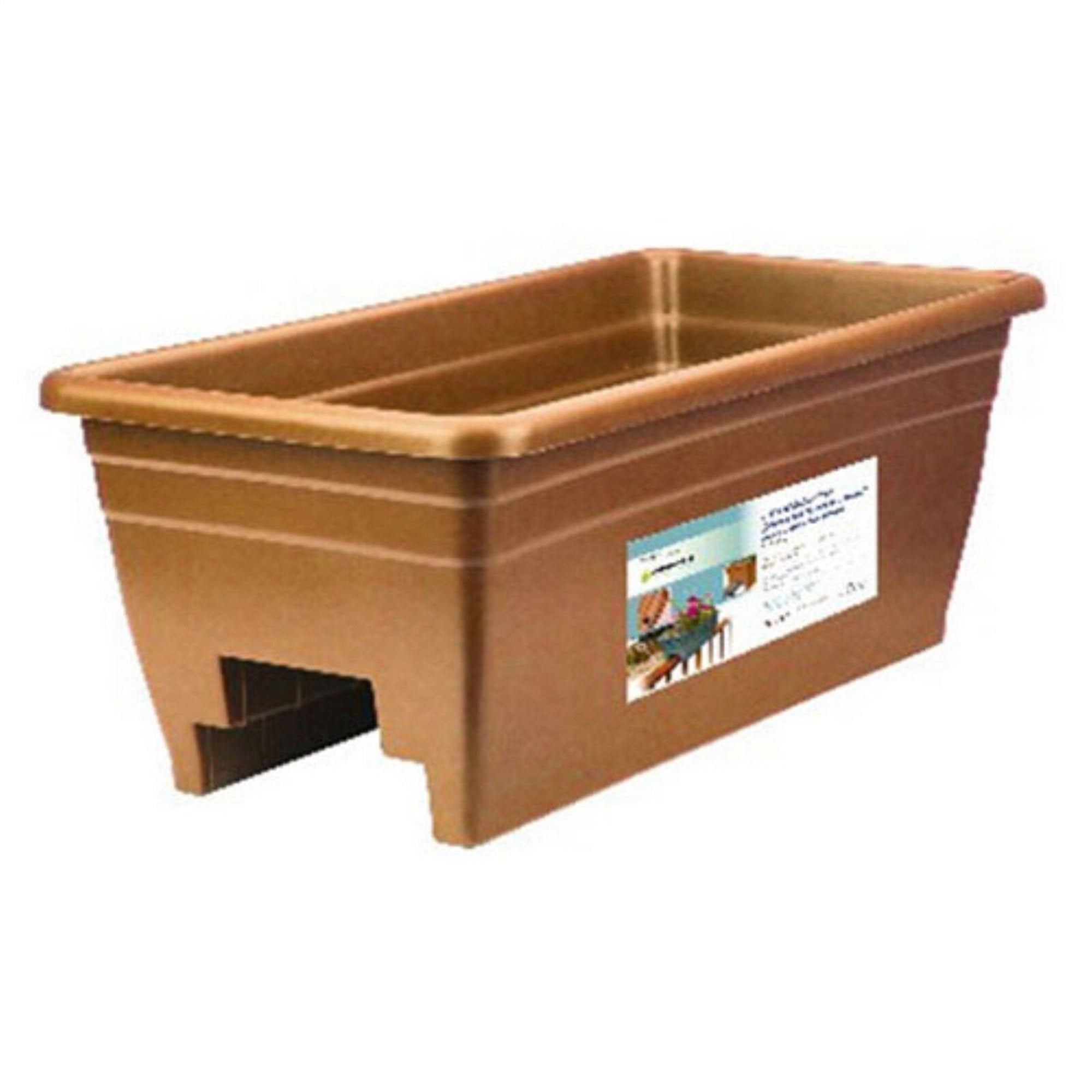 The HC Companies Rail Planter Plastic ,Terra Cotta Colored, 24"