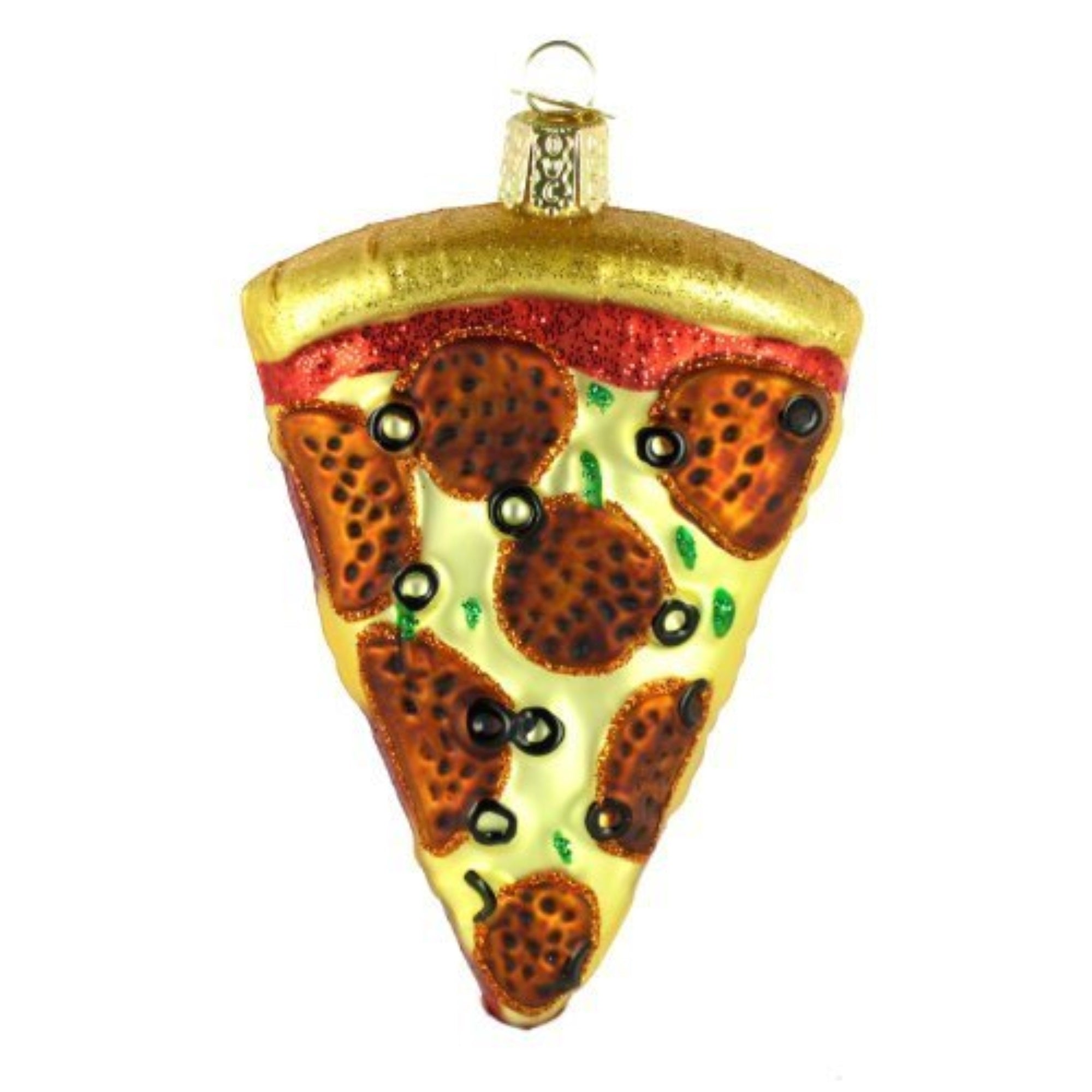 Old World Christmas Glass Blown Pizza Slice Ornament