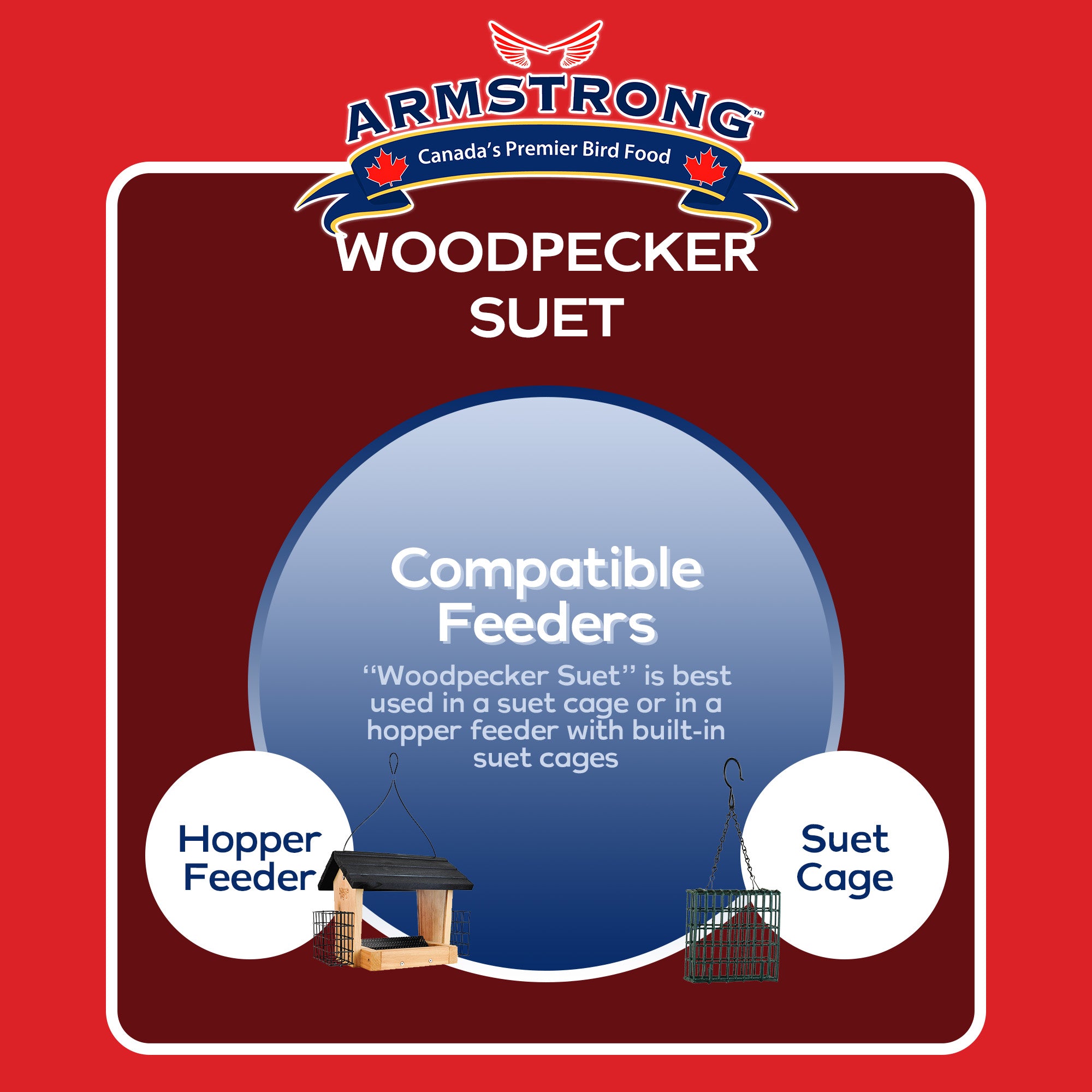 Armstrong Wild Bird Food Woodpecker Suet Cake, 10.6oz (Pack of 12)