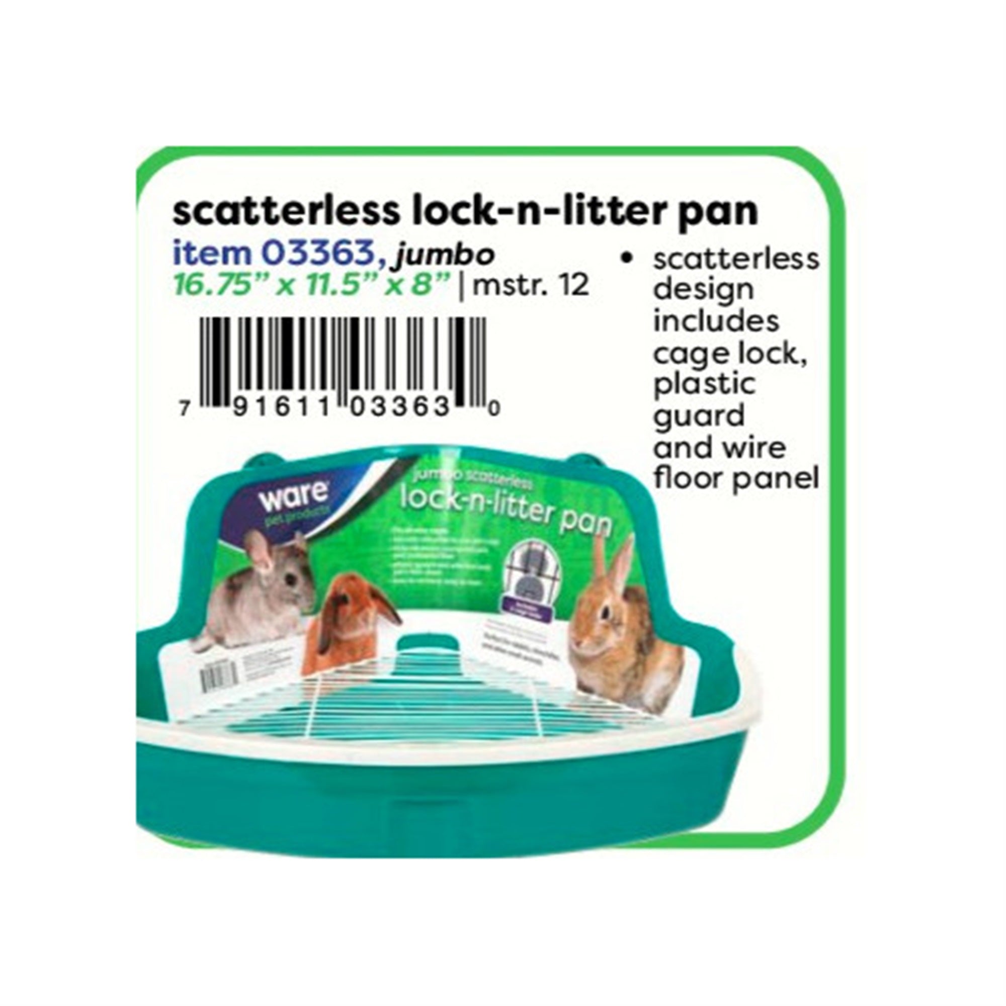 Ware Manufacturing Plastic Scatterless Lock-N-Litter Jumbo Pet Pan, Assorted Colors (Pack of 1)