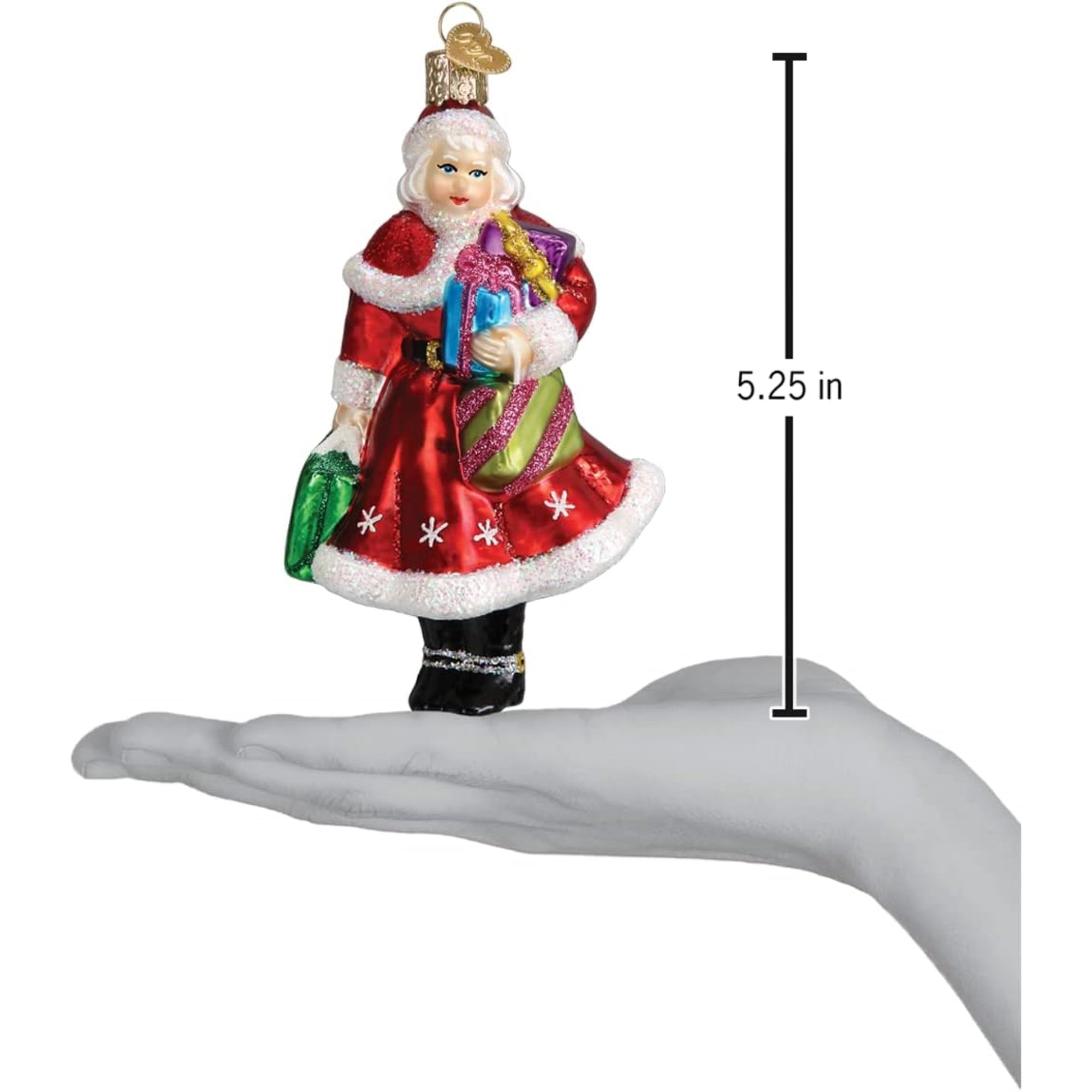 Old World Christmas Mrs. Claus Goes Shopping Glass Blown Ornament for Christmas Tree