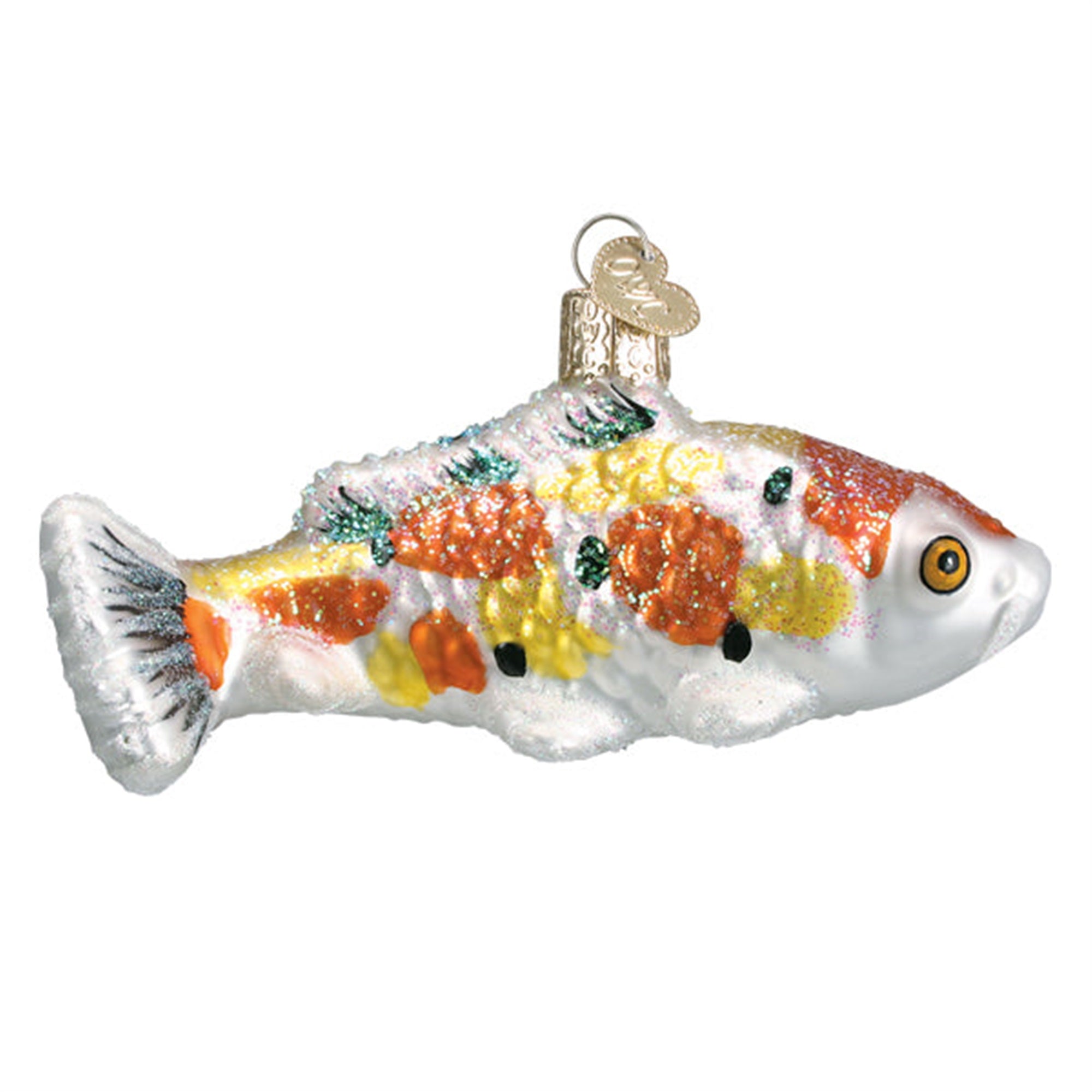 Old World Christmas Hanging Glass Tree Ornament, Orange/Yellow Koi