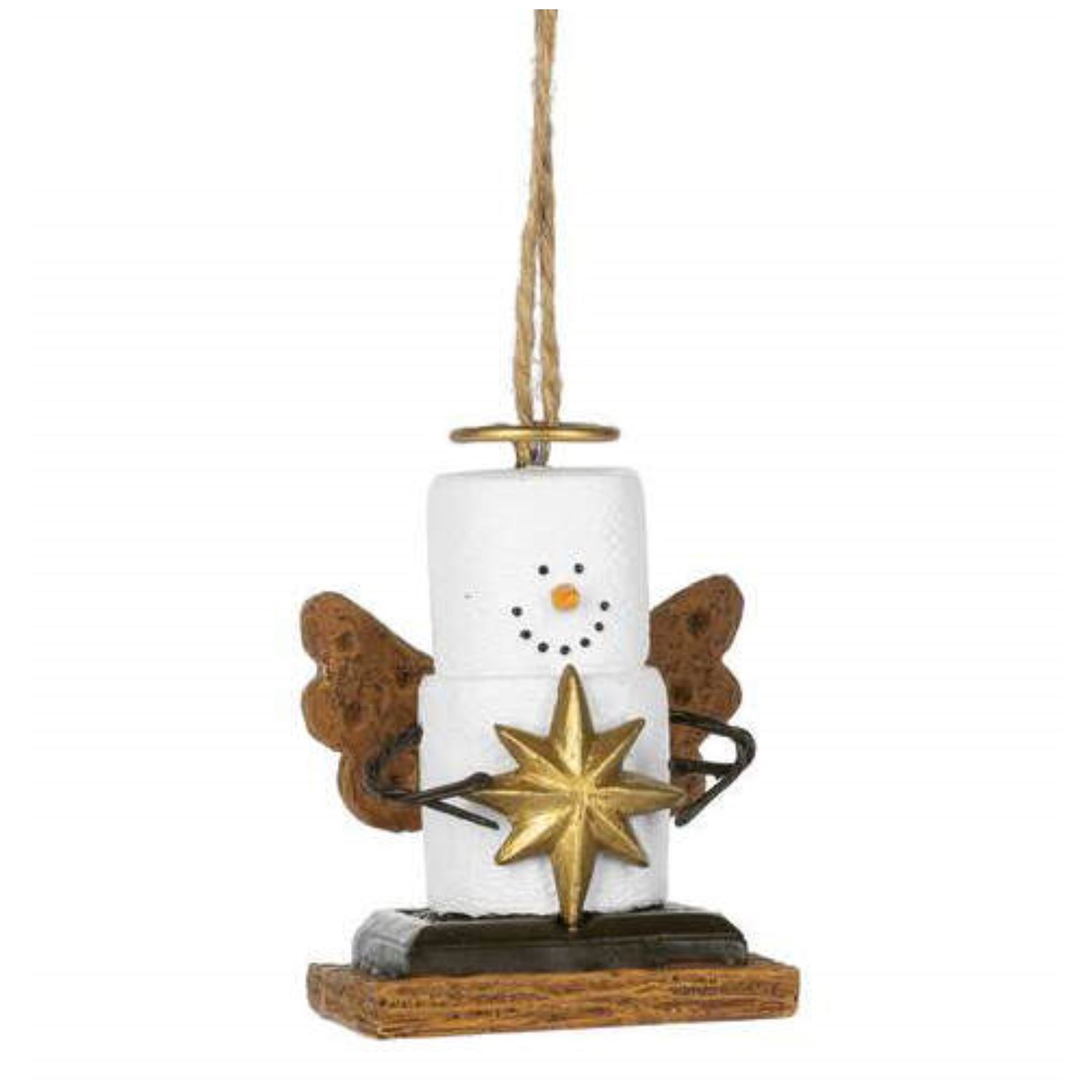 Ganz Smores Angel Snowman Resin Holiday Christmas Ornament, 2.5"