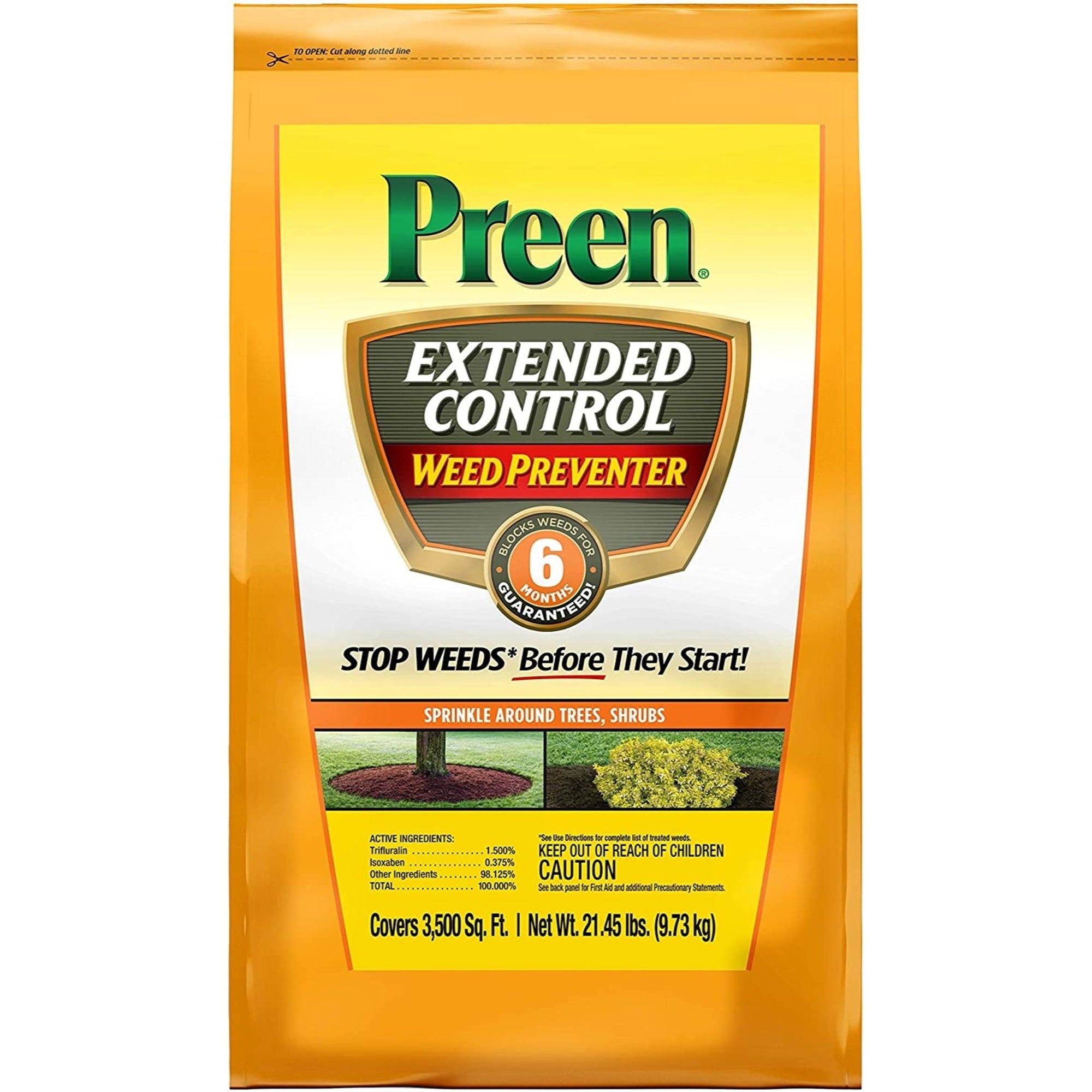 Preen Extended Control Weed Prevent, 21.45 lb bag covers 3,500 sq ft