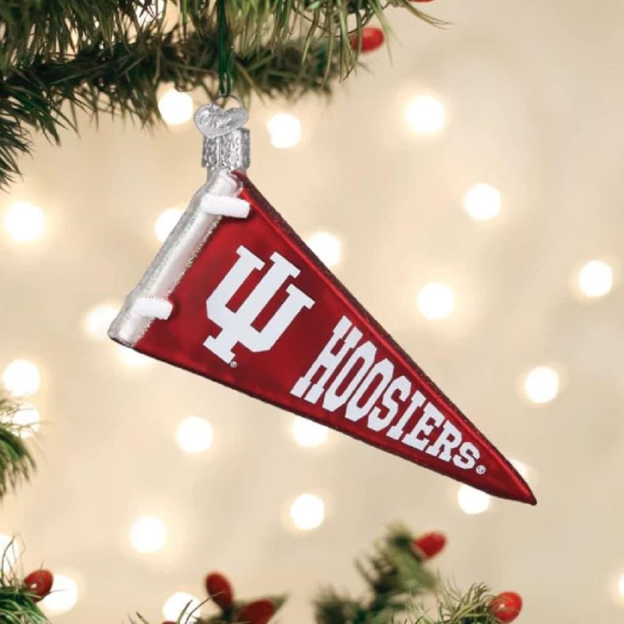 Old World Christmas Indiana Pennant Glass Ornament for Christmas Tree