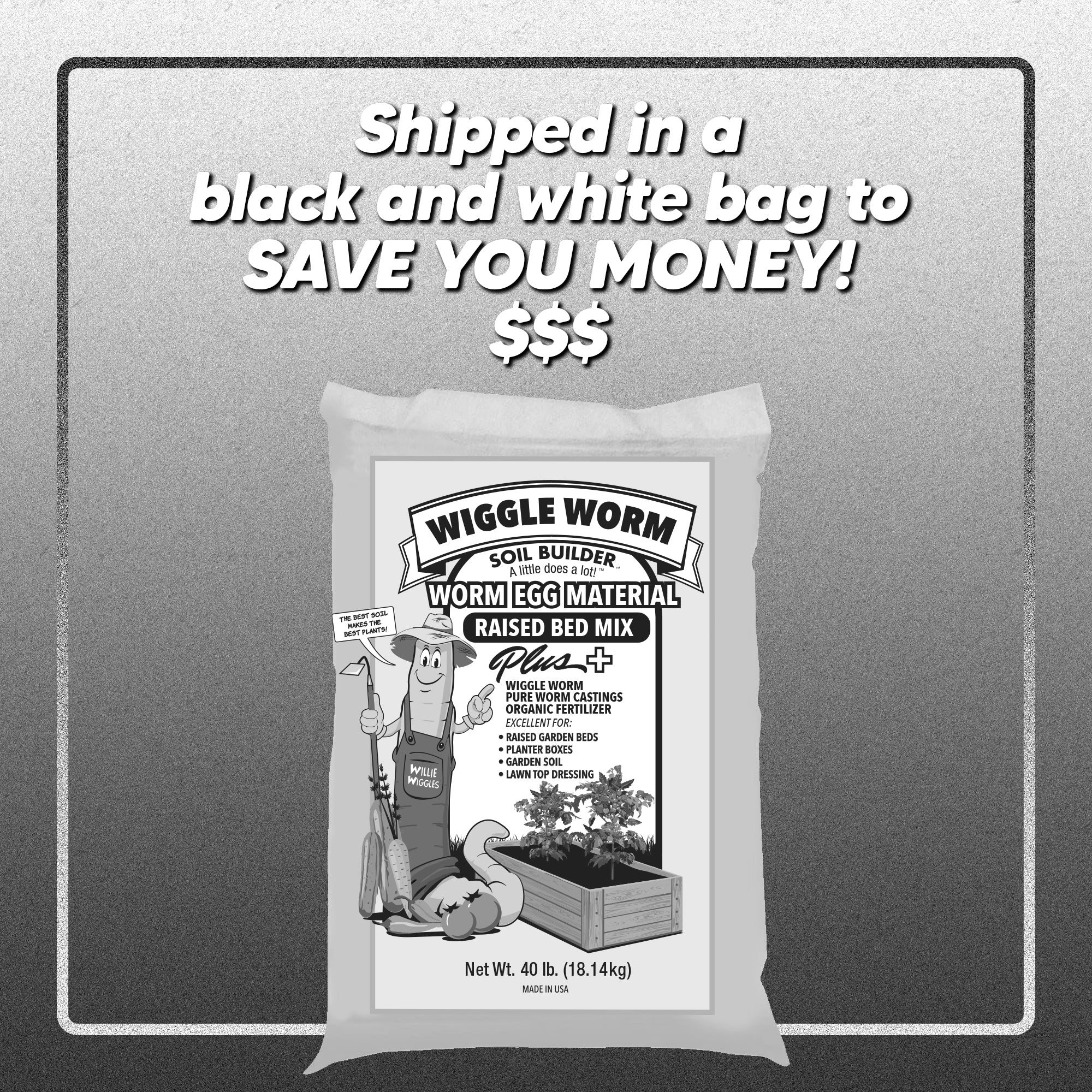 WIGGLE WORM Soil Builder Worm Egg Material Raised Bed Mix For Gardening/Planting, 40 Pound Bag