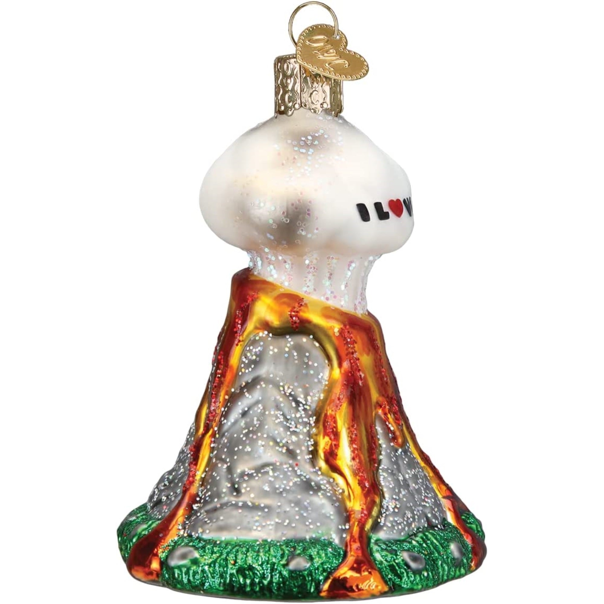 Old World Christmas Blown Glass 'I Lava You' Volcano Ornament, 3.5"