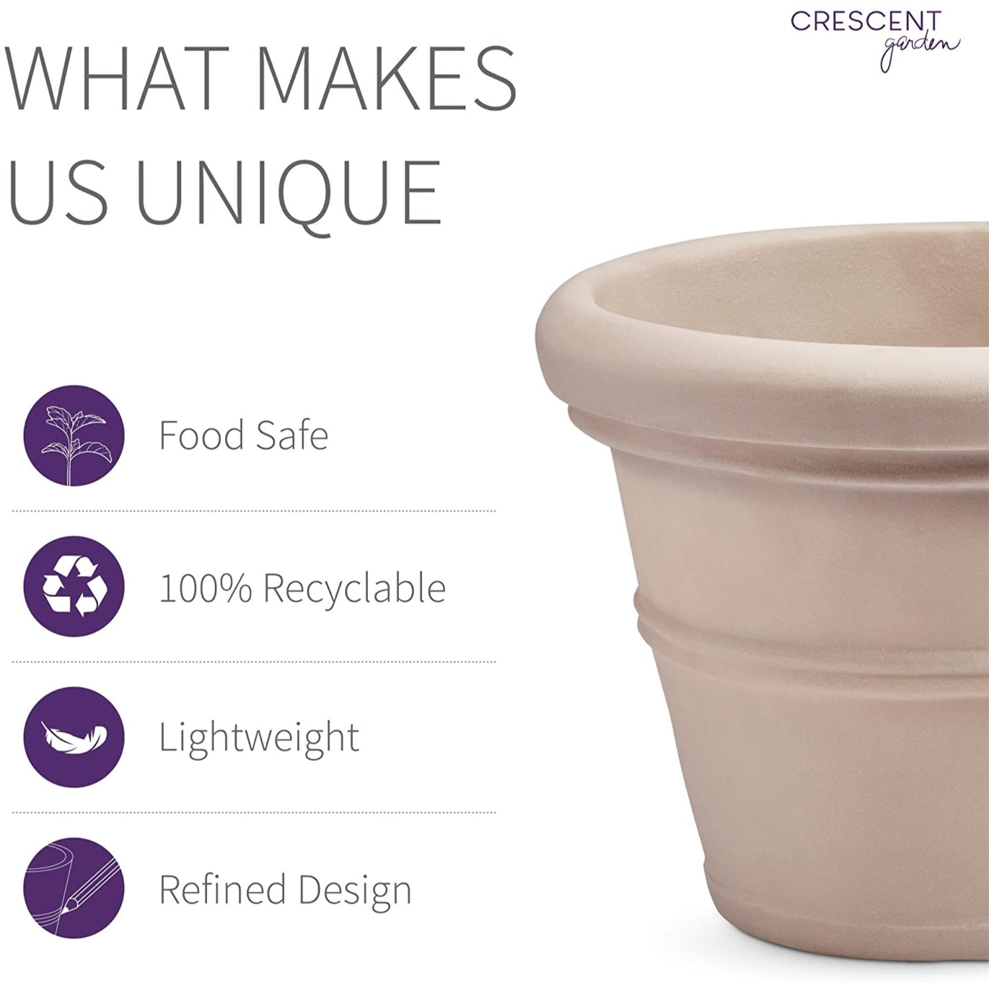 Crescent Garden Brunello Classic Rolled-Rim Plant Pot