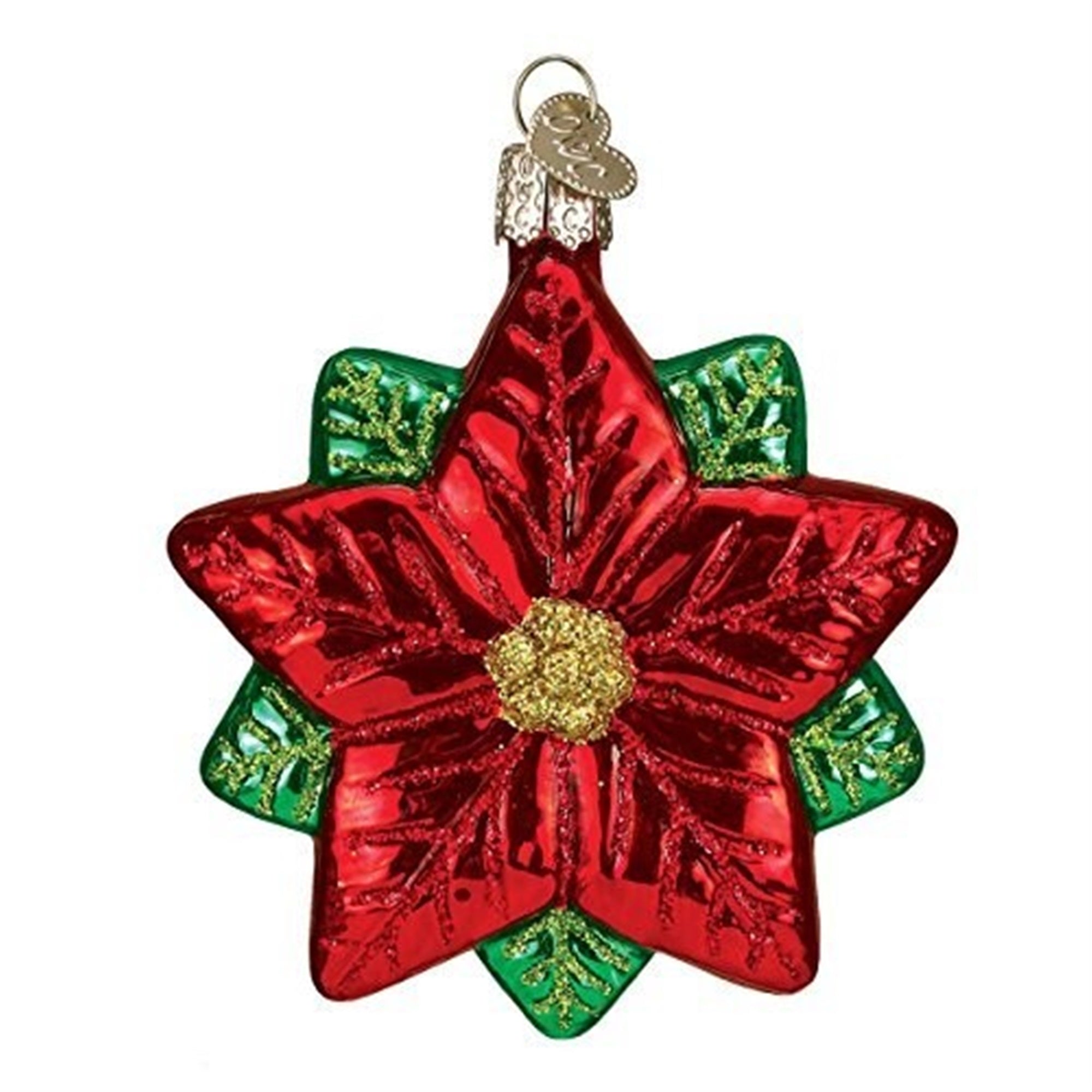 Old World Christmas Blown Glass Christmas Ornament, Poinsettia Star